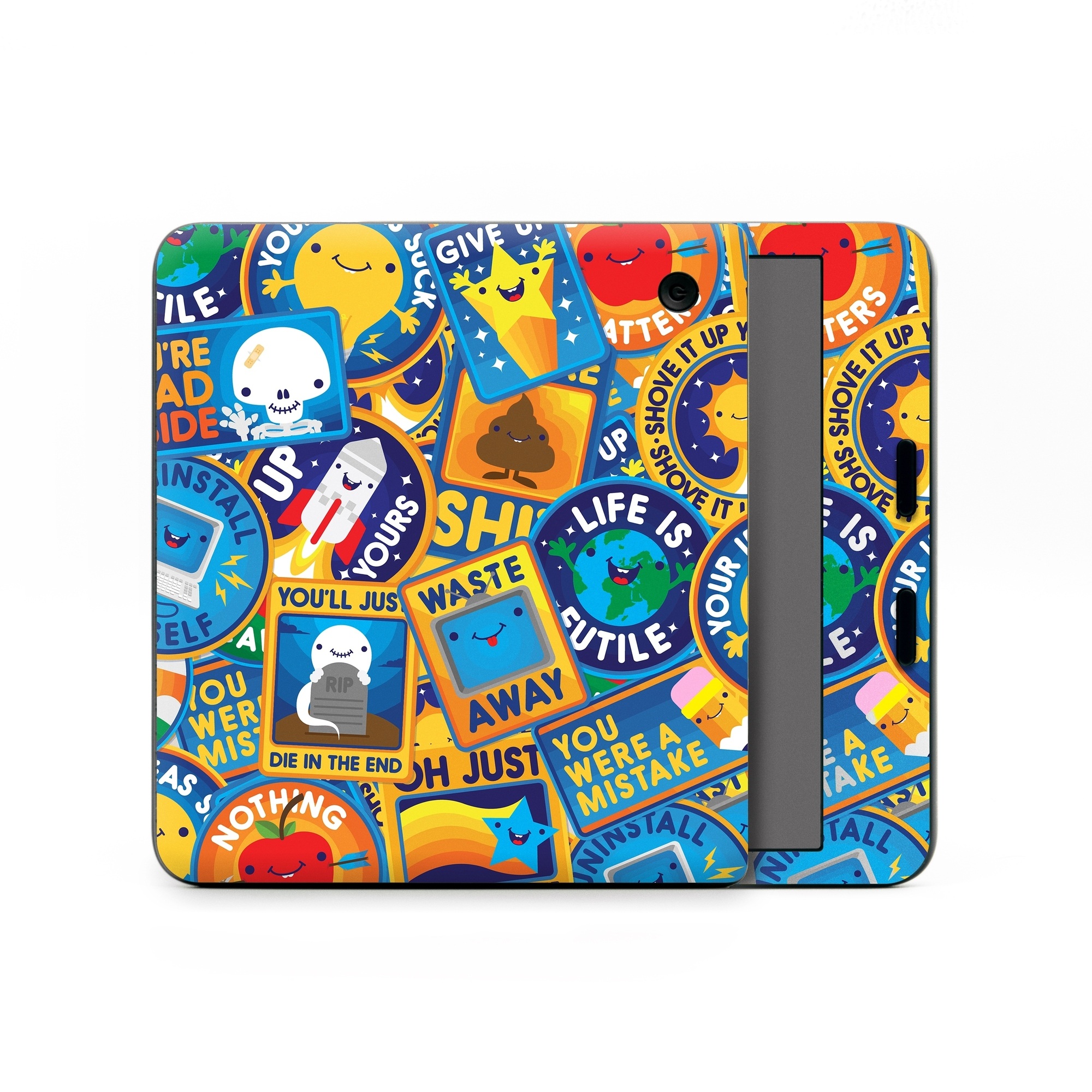 Kobo Libra Colour Skin design of Pattern, Visual arts, Design, Art, Mosaic, Psychedelic art, with blue, yellow, orange, white, green, red, gray colors