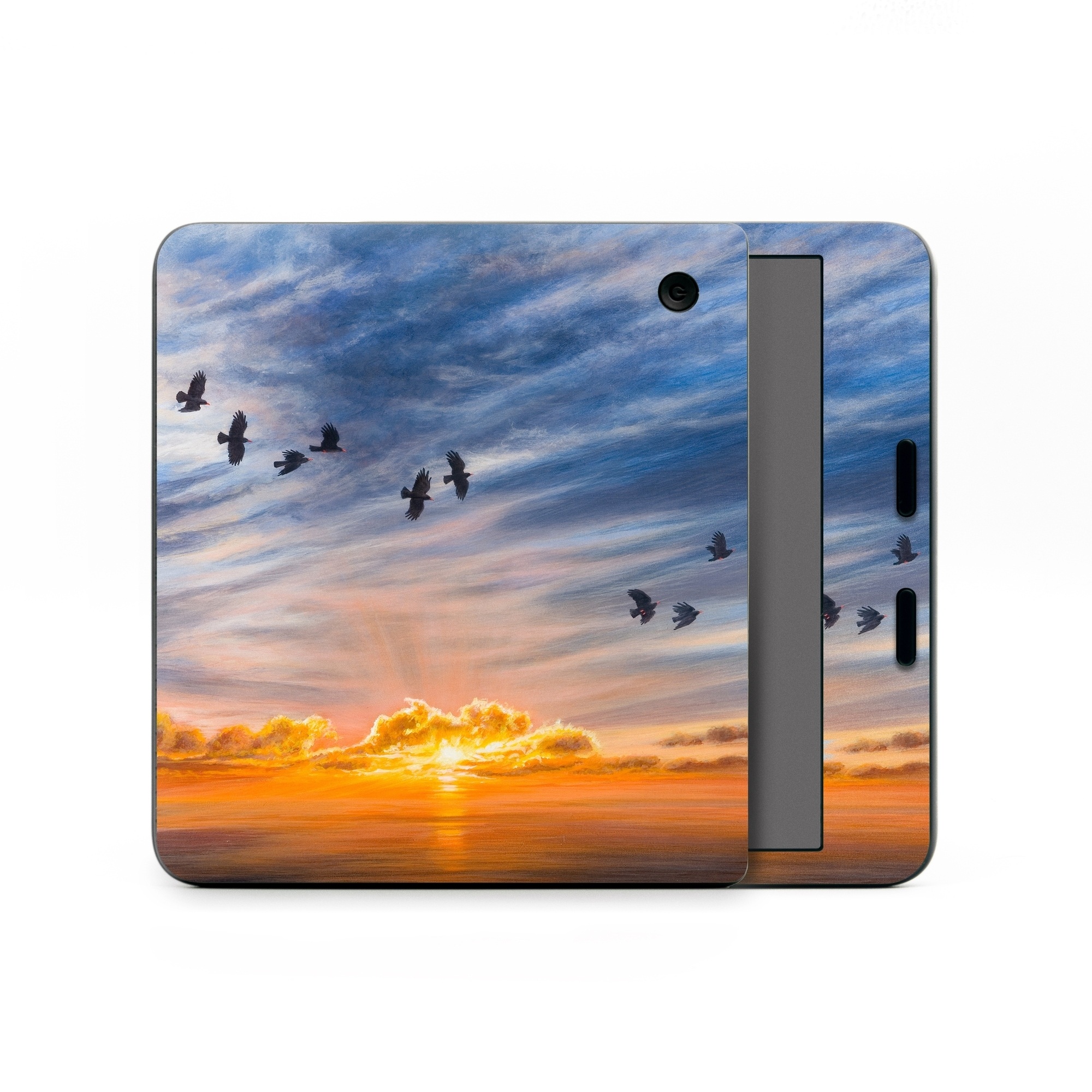 Kobo Libra Colour Skin design of Sky, Cloud, Nature, Blue, Daytime, Atmosphere, Sunset, Afterglow, Evening, Horizon, with black, blue, yellow, orange, white colors