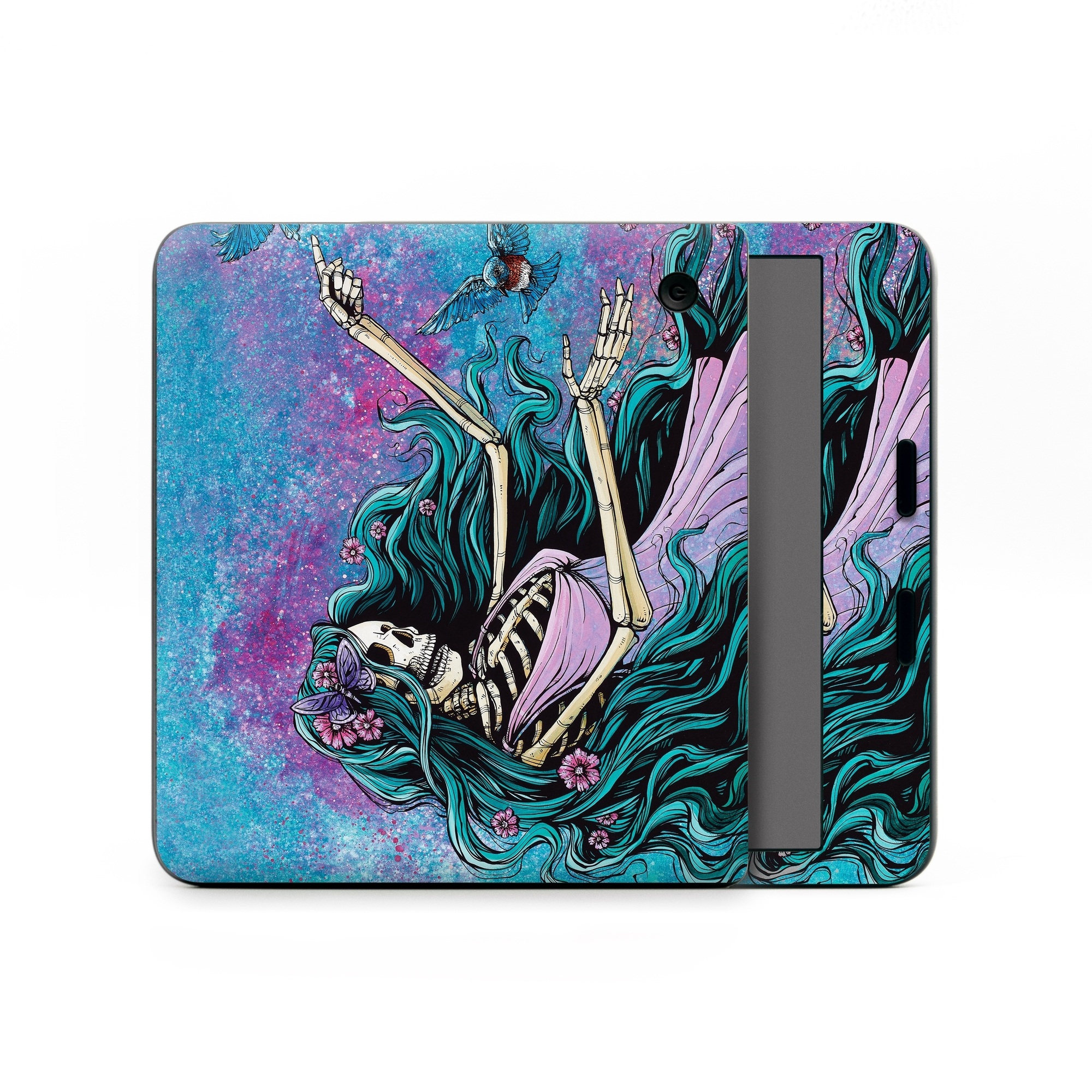 Kobo Libra Colour Skin design of Green, Purple, Painting, Paint, Art, Cg artwork, Mythical creature, Musical instrument, Graffiti, Artist, with blue, purple, white, gray, brown colors