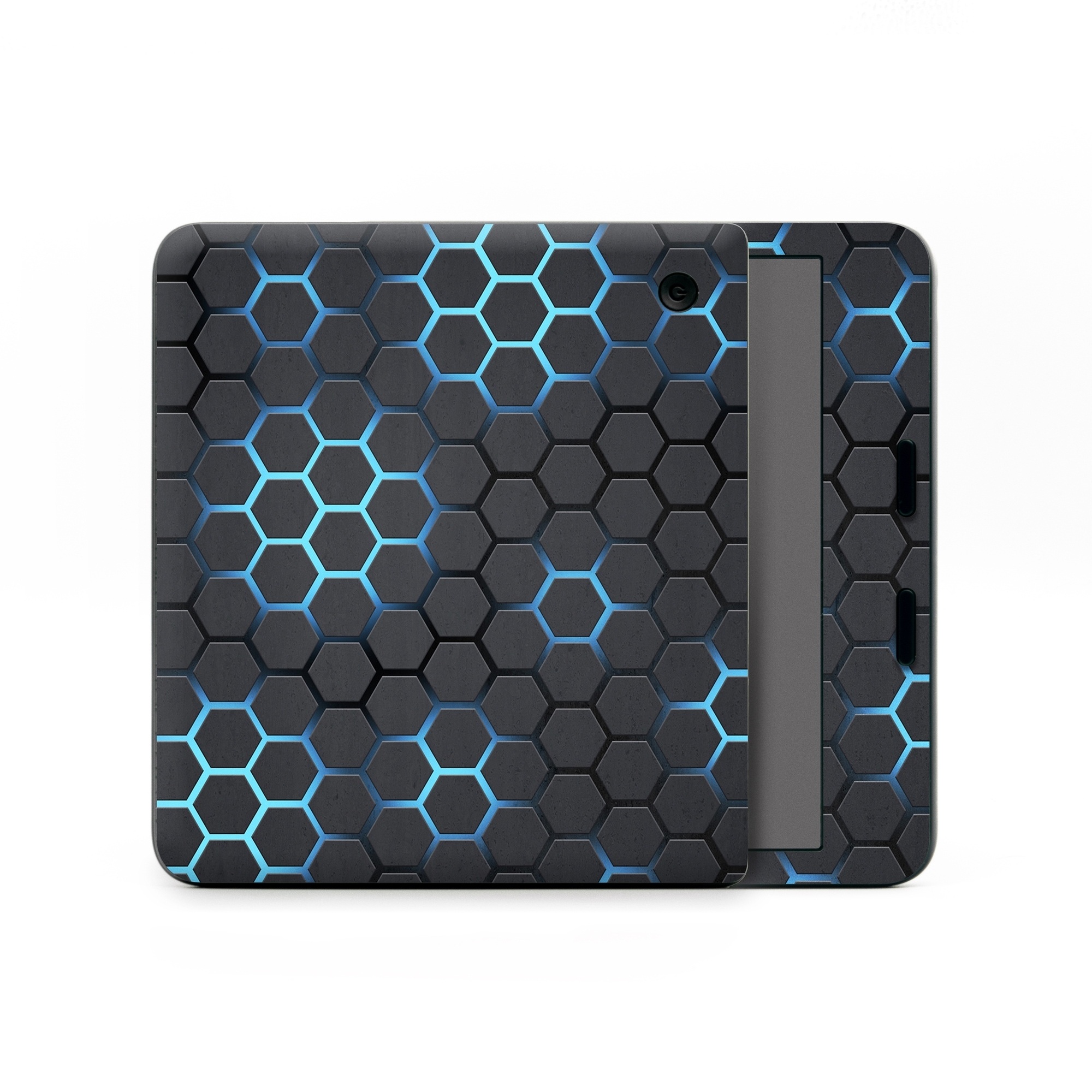 Kobo Libra Colour Skin design of Pattern, Water, Design, Circle, Metal, Mesh, Sphere, Symmetry, with black, gray, blue colors