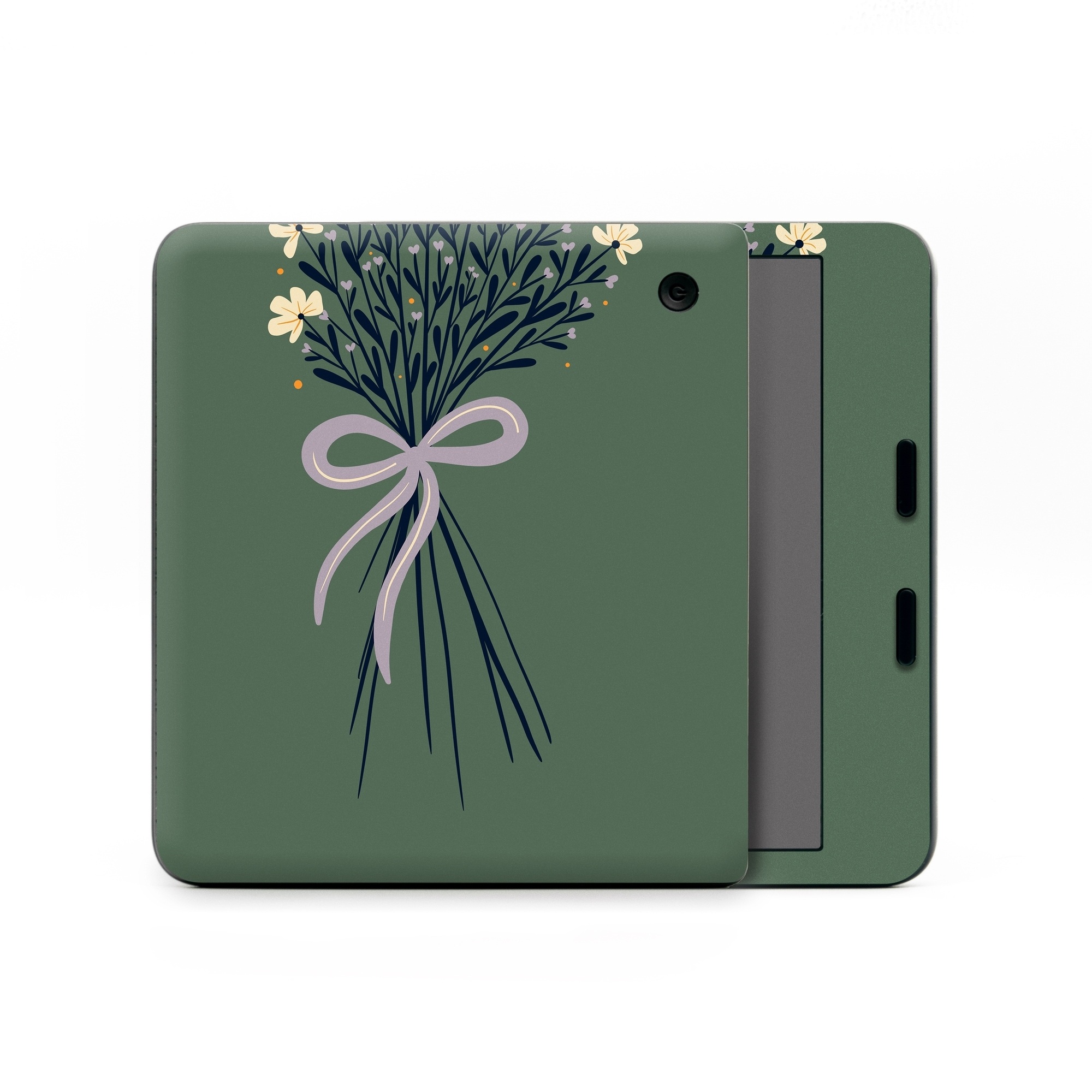 Kobo Libra Colour Skin design of Flower, Plant, Twig, Tree, Art, Pedicel, Flowering plant, Grass, Petal, Illustration, with green, yellow, white, purple colors