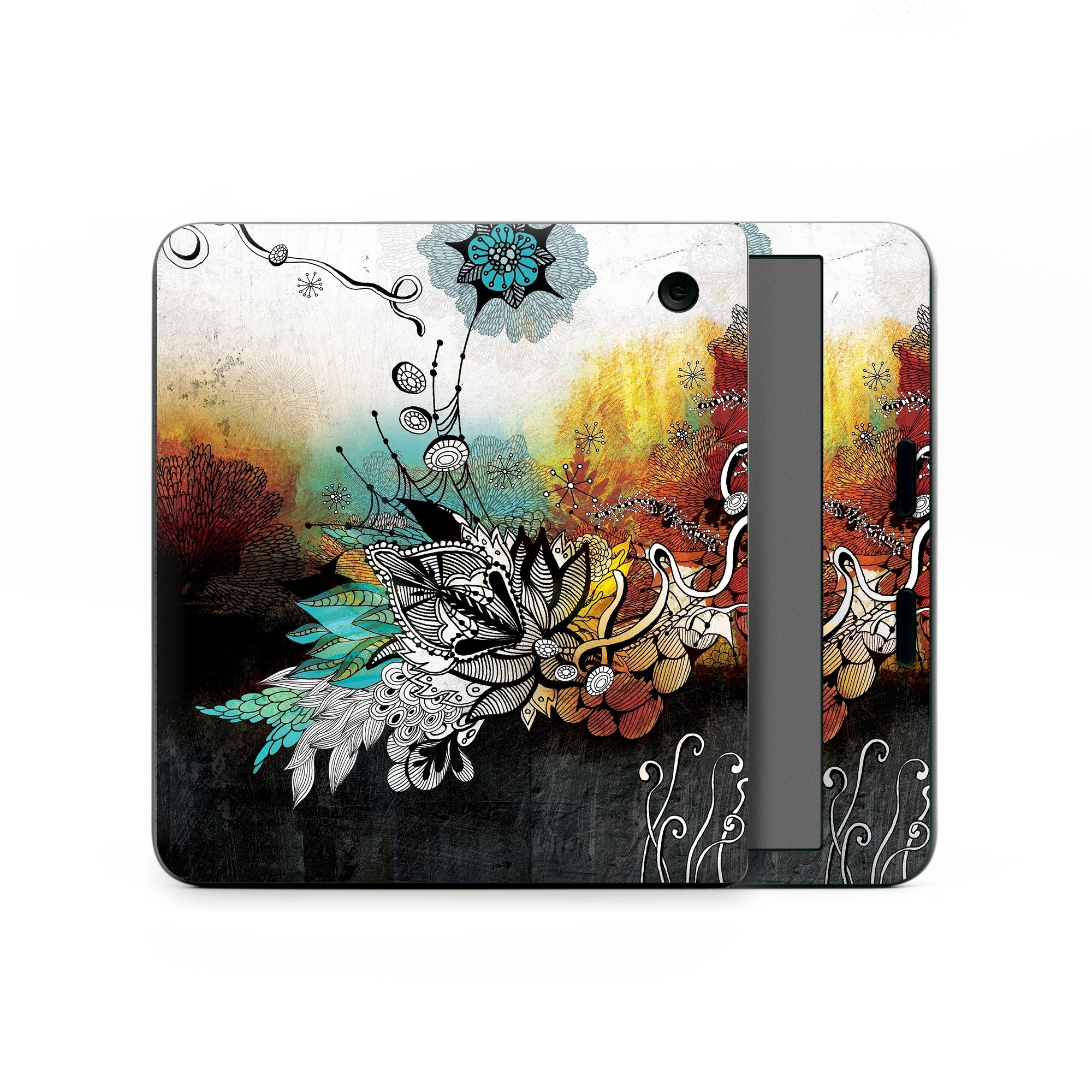 Kobo Libra Colour Skin design of Graphic design, Illustration, Art, Design, Visual arts, Floral design, Font, Graphics, Modern art, Painting, with black, gray, red, green, blue colors