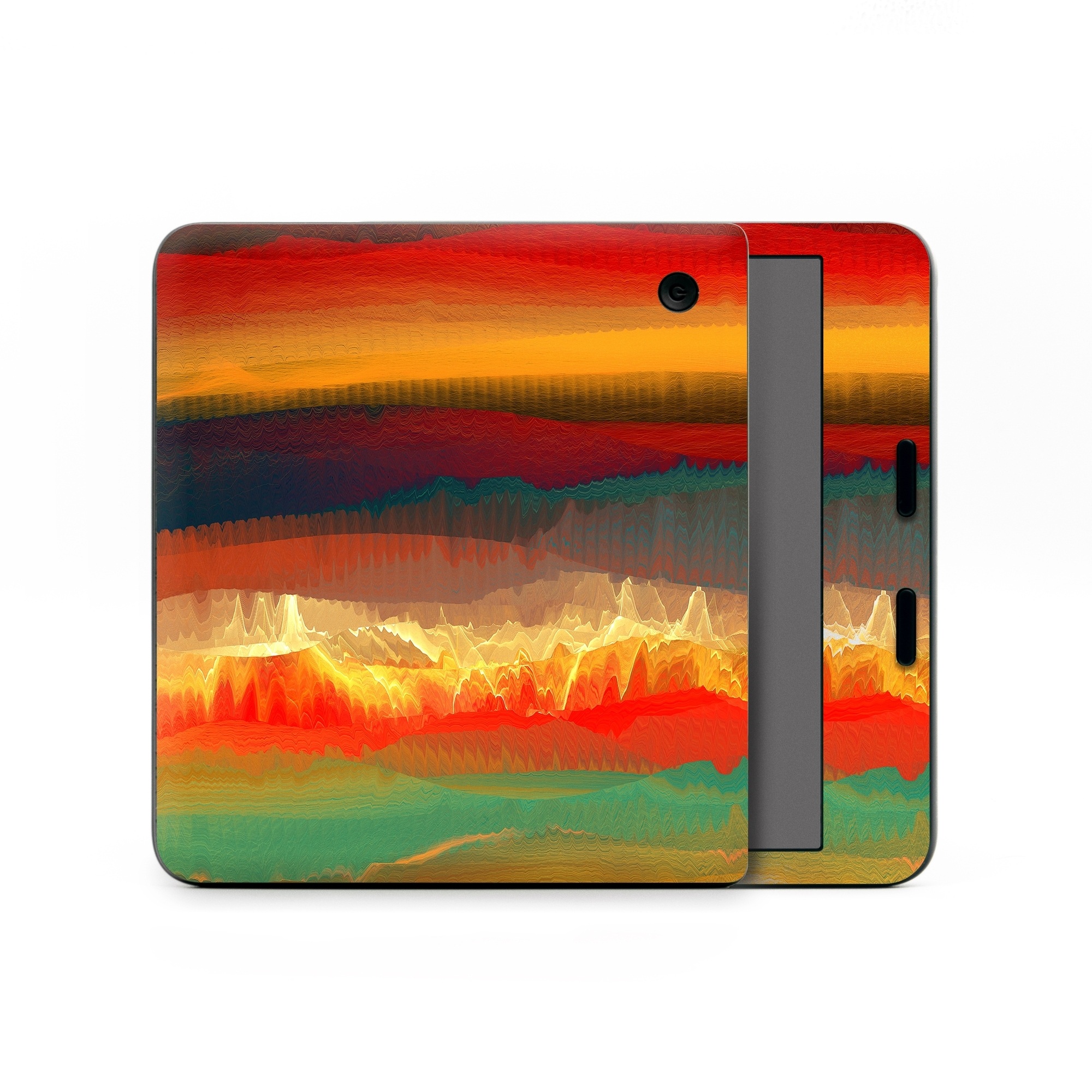 Kobo Libra Colour Skin design of Sky, Red, Horizon, Afterglow, Orange, Painting, Acrylic paint, Watercolor paint, Sunset, Geological phenomenon, with red, blue, green, yellow, orange, white colors