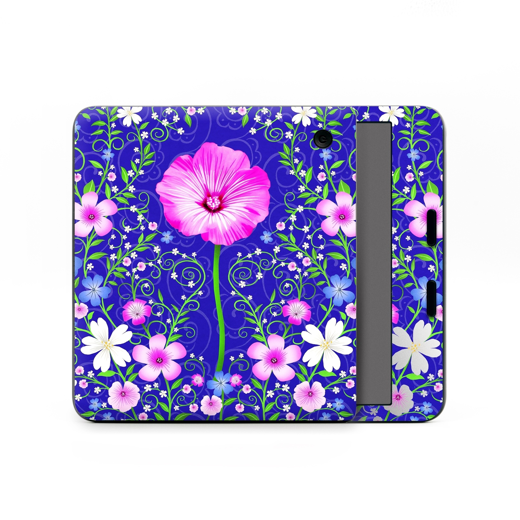 Kobo Libra Colour Skin design of Purple, Violet, Flower, Plant, Wildflower, Pattern, Petal, Design, Graphics, Morning glory, with blue, purple, pink, green, white, yellow colors