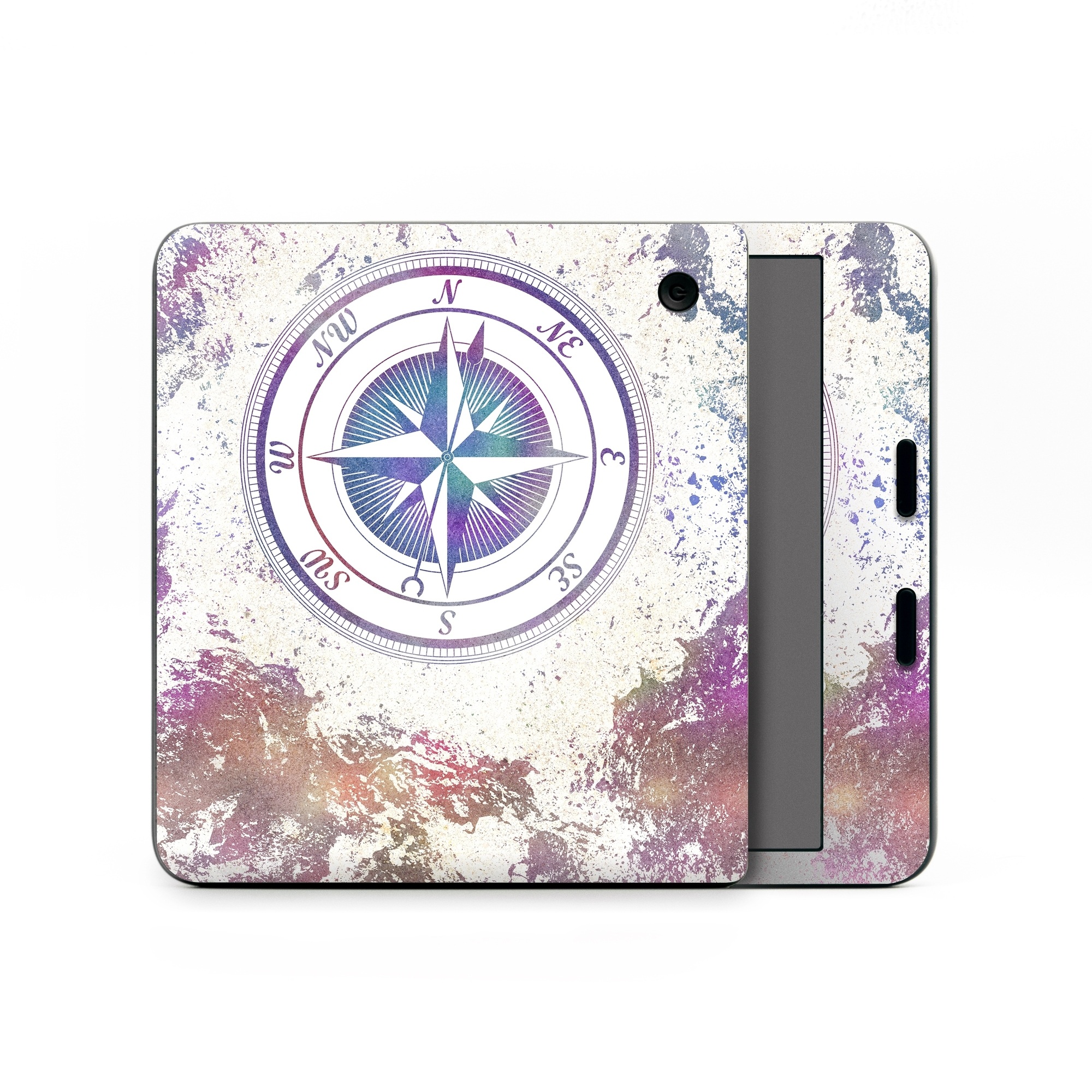 Kobo Libra Colour Skin design of Clock, Circle, Compass, Graphics, Pattern, Illustration, Interior design, with gray, white, yellow, pink, purple, blue colors