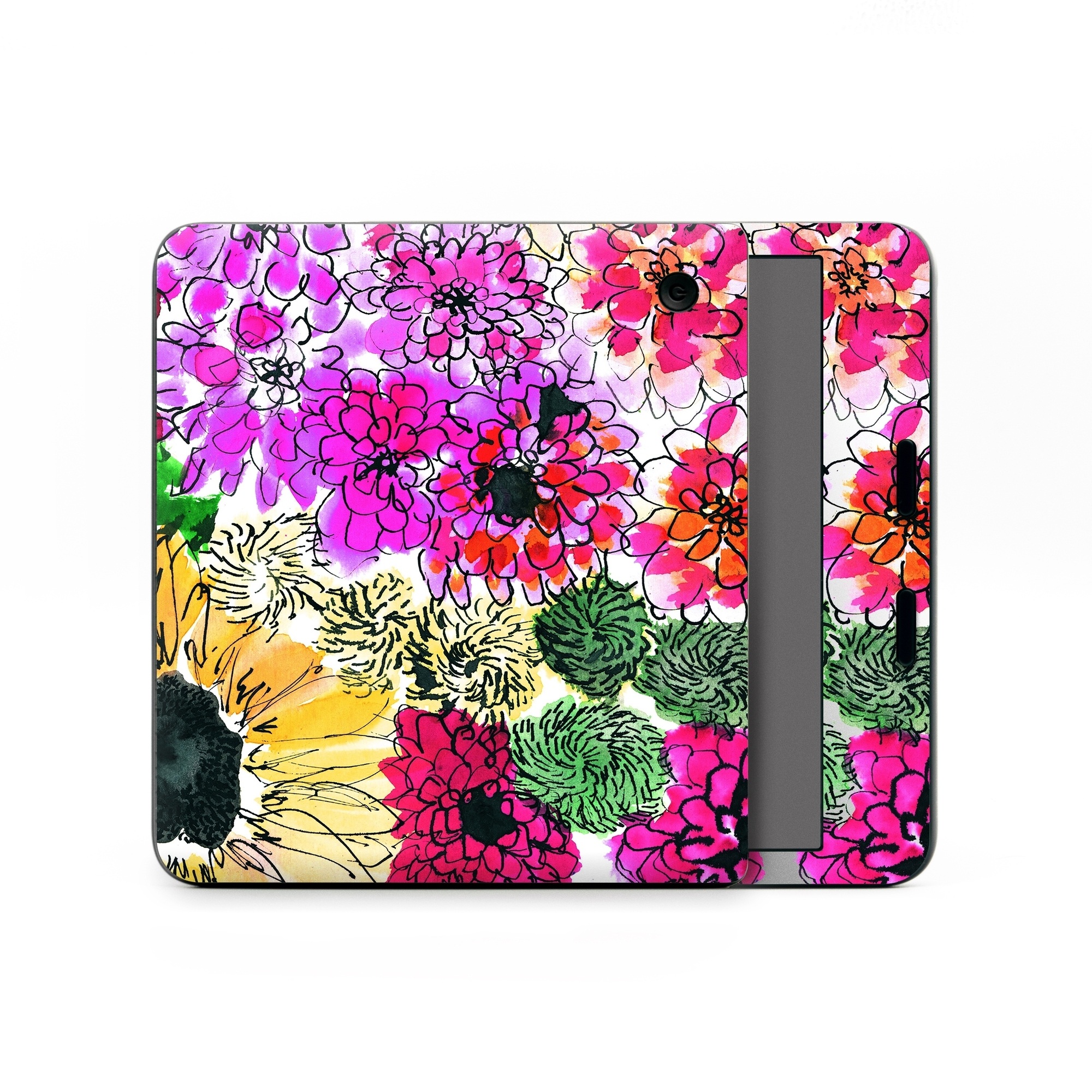 Kobo Libra Colour Skin design of Flower, Floral design, Plant, Gazania, african daisy, Petal, Pattern, Botany, Wildflower, Design, with red, yellow, green, pink, black colors