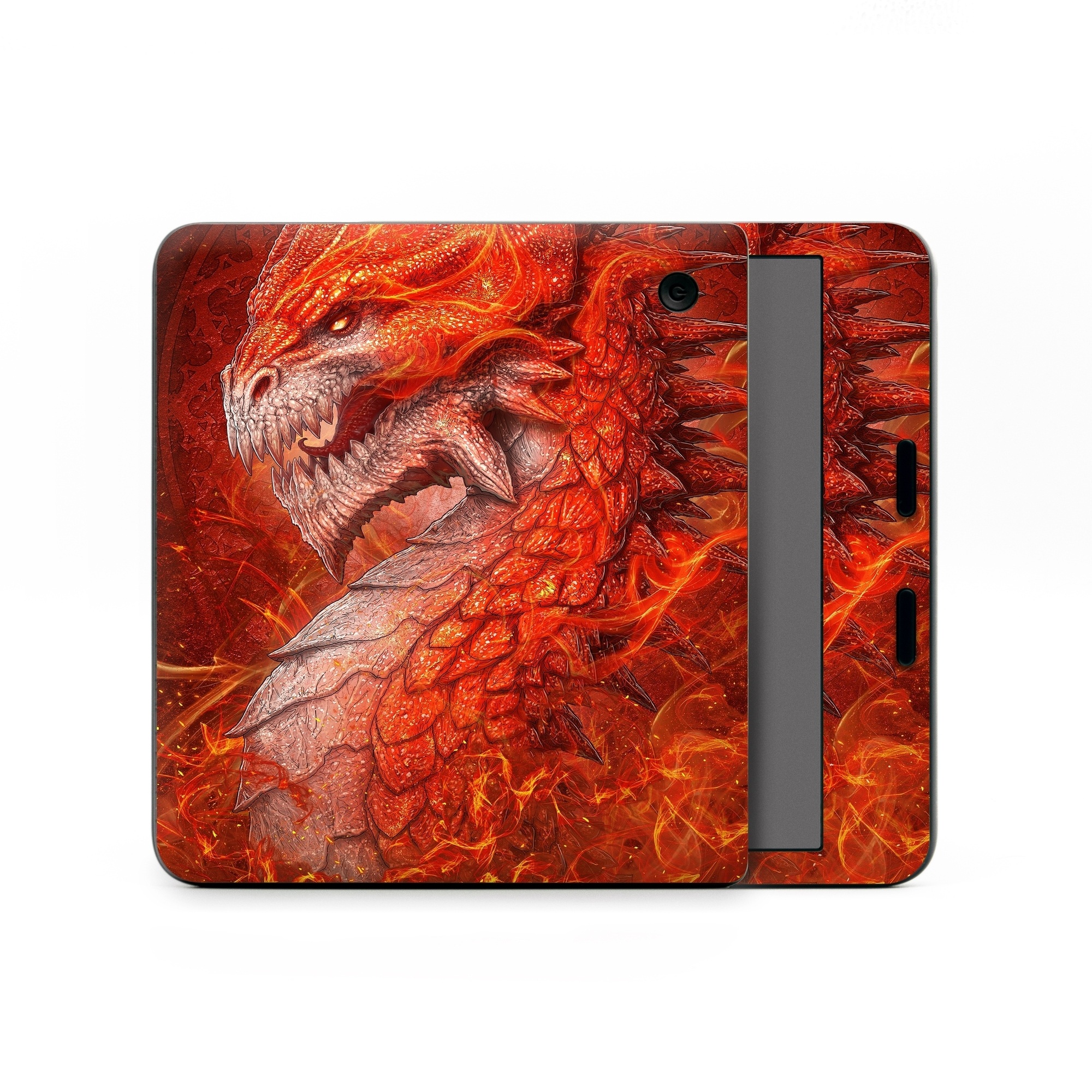Kobo Libra Colour Skin design of Fictional character, Cg artwork, Illustration, Art, Demon, Geological phenomenon, Mythical creature, Dragon, Cryptid, with red, orange, yellow colors