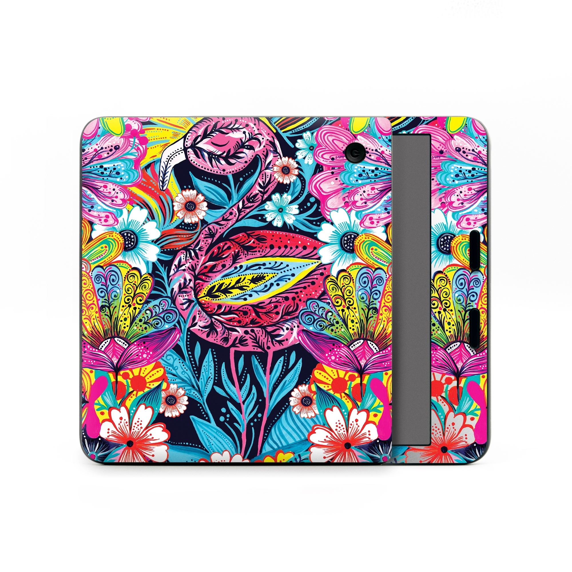 Kobo Libra Colour Skin design of Psychedelic art, Pattern, Visual arts, Art, Design, Textile, Illustration, Plant, Graphic design, Drawing, with pink, yellow, black, blue, white colors