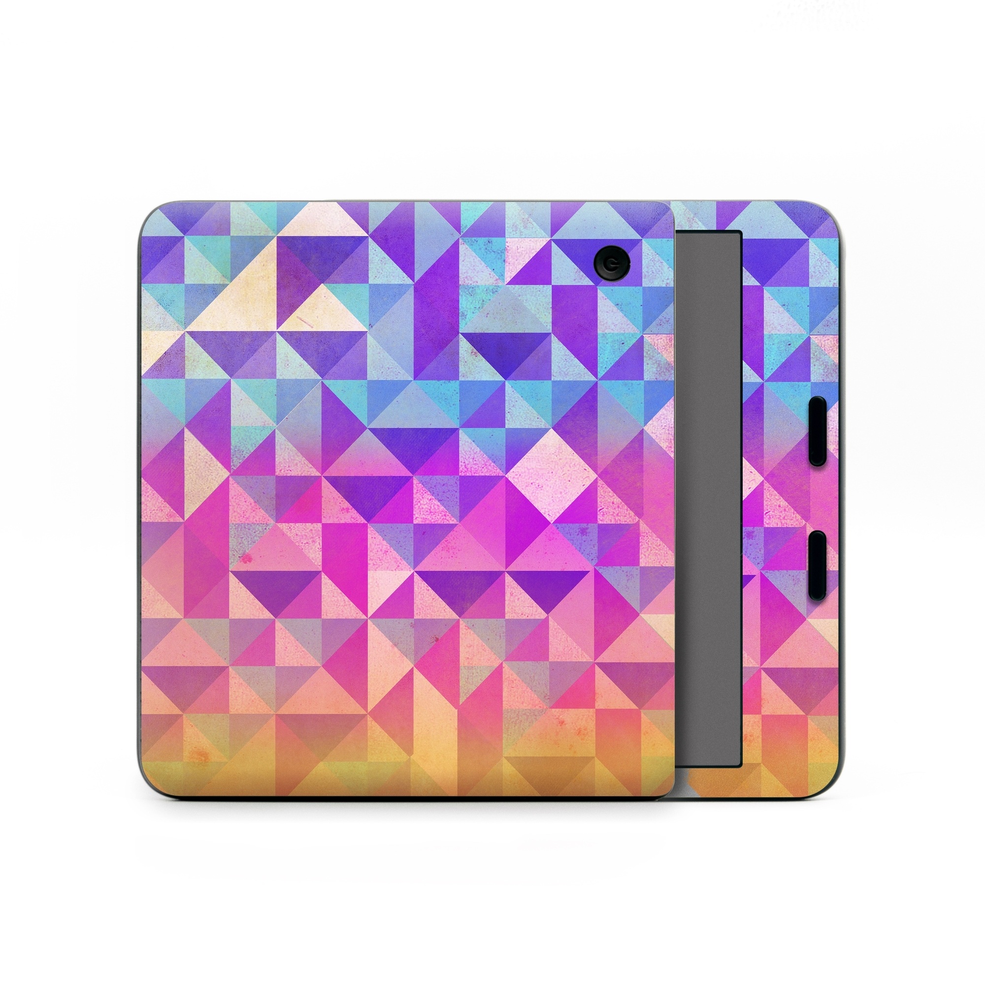 Kobo Libra Colour Skin design of Pattern, Purple, Triangle, Violet, Magenta, Line, Design, Symmetry, Psychedelic art, with gray, purple, green, blue, pink colors