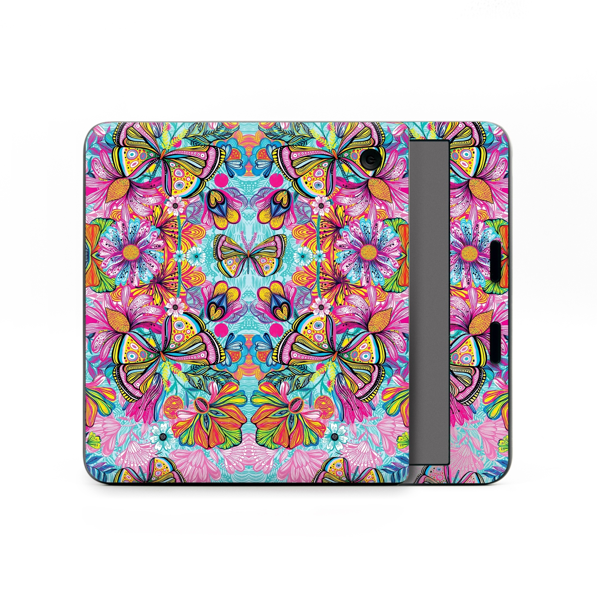 Kobo Libra Colour Skin design of Pattern, Design, Textile, Psychedelic art, Visual arts, Symmetry, Art, Motif, with blue, pink, green, yellow, orange, purple colors