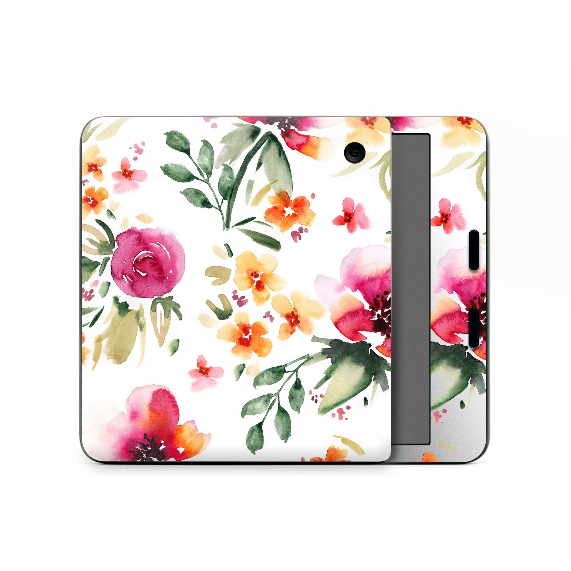 Kobo Libra Colour Skin design of Flower, Floral design, Pink, Pattern, Petal, Plant, Botany, Design, Wildflower, Clip art, with white, pink, red, orange, green colors