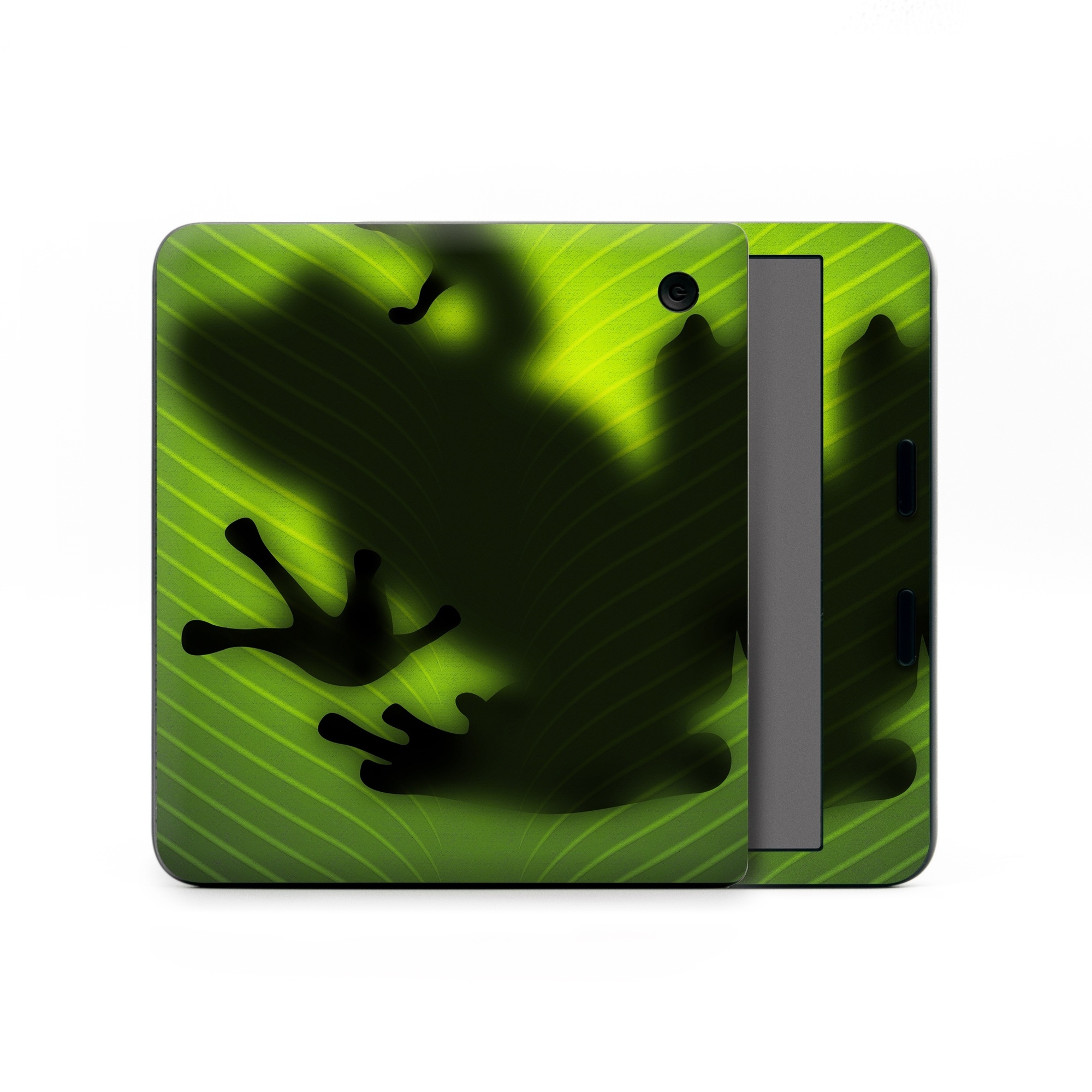 Kobo Libra Colour Skin design of Green, Frog, Tree frog, Amphibian, Shadow, Silhouette, Macro photography, Illustration, with green, black colors