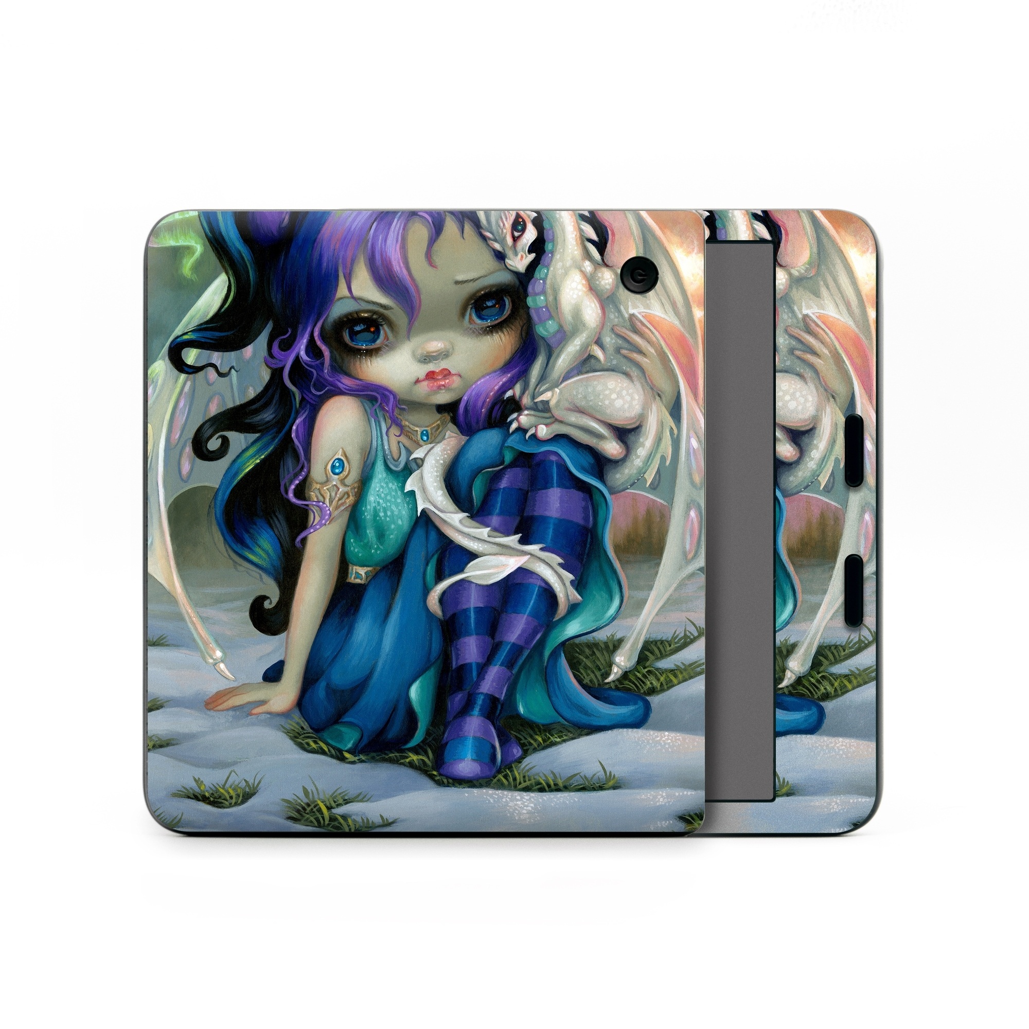 Kobo Libra Colour Skin design of Illustration, Fictional character, Cg artwork, Art, Mythology, Anime, Mythical creature, with green, blue, purple, yellow, red, white colors