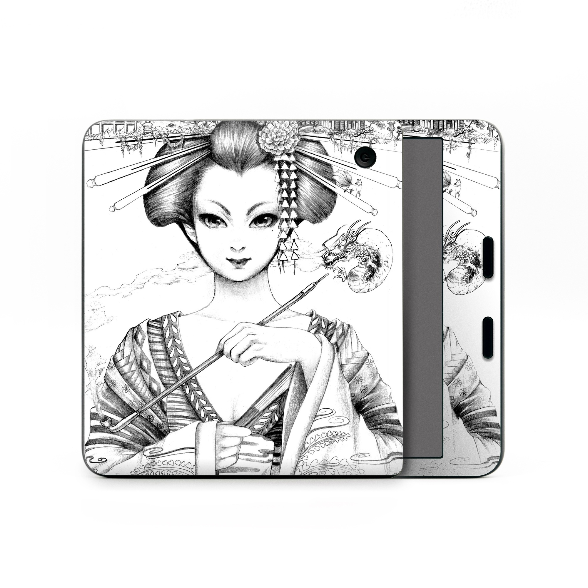 Kobo Libra Colour Skin design of Illustration, Head, Hairstyle, Line art, Art, Fashion illustration, Drawing, Coloring book, Black-and-white, Clip art, with black, white, gray colors