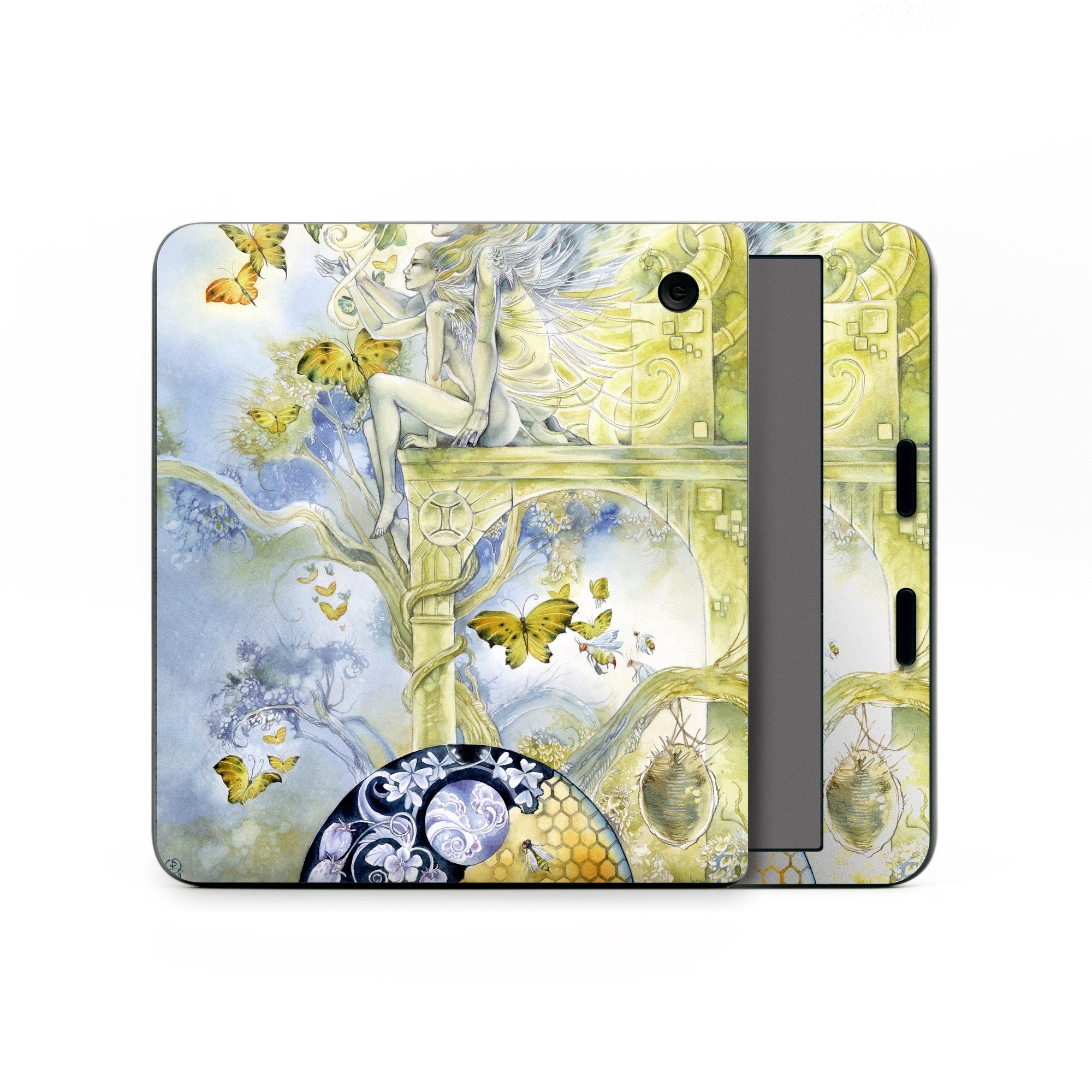 Kobo Libra Colour Skin design of Illustration, Watercolor paint, Art, Painting, Plant, with gray, green, yellow, purple, black colors