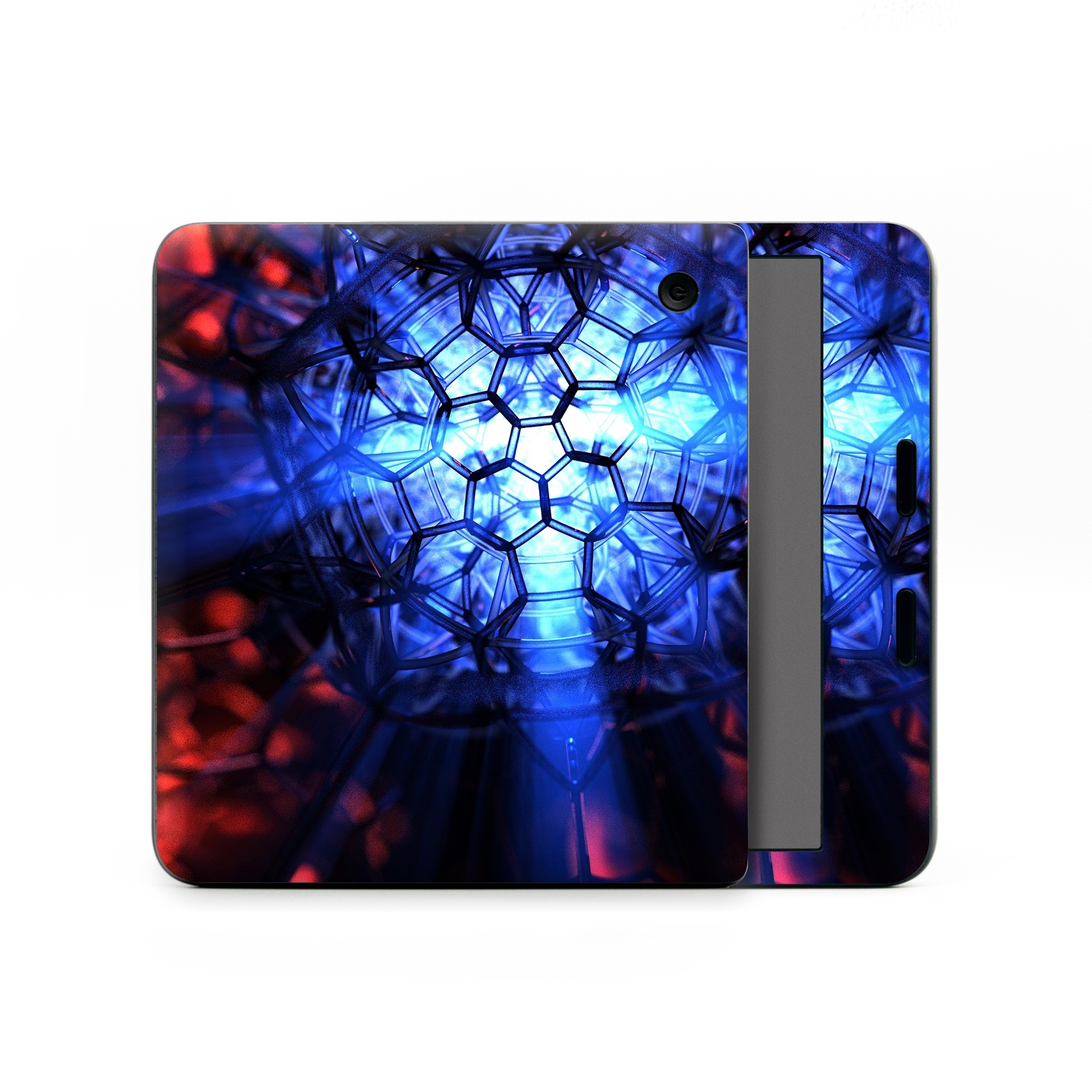 Kobo Libra Colour Skin design of Blue, Fractal art, Red, Light, Pattern, Lighting, Art, Kaleidoscope, Design, Psychedelic art, with black, blue, red colors