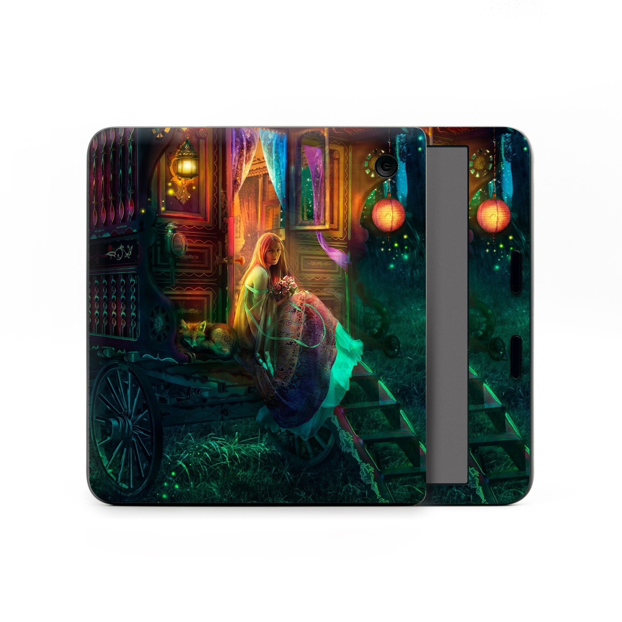 Kobo Libra Colour Skin design of Illustration, Adventure game, Darkness, Art, Digital compositing, Fictional character, Games, with black, red, blue, green colors