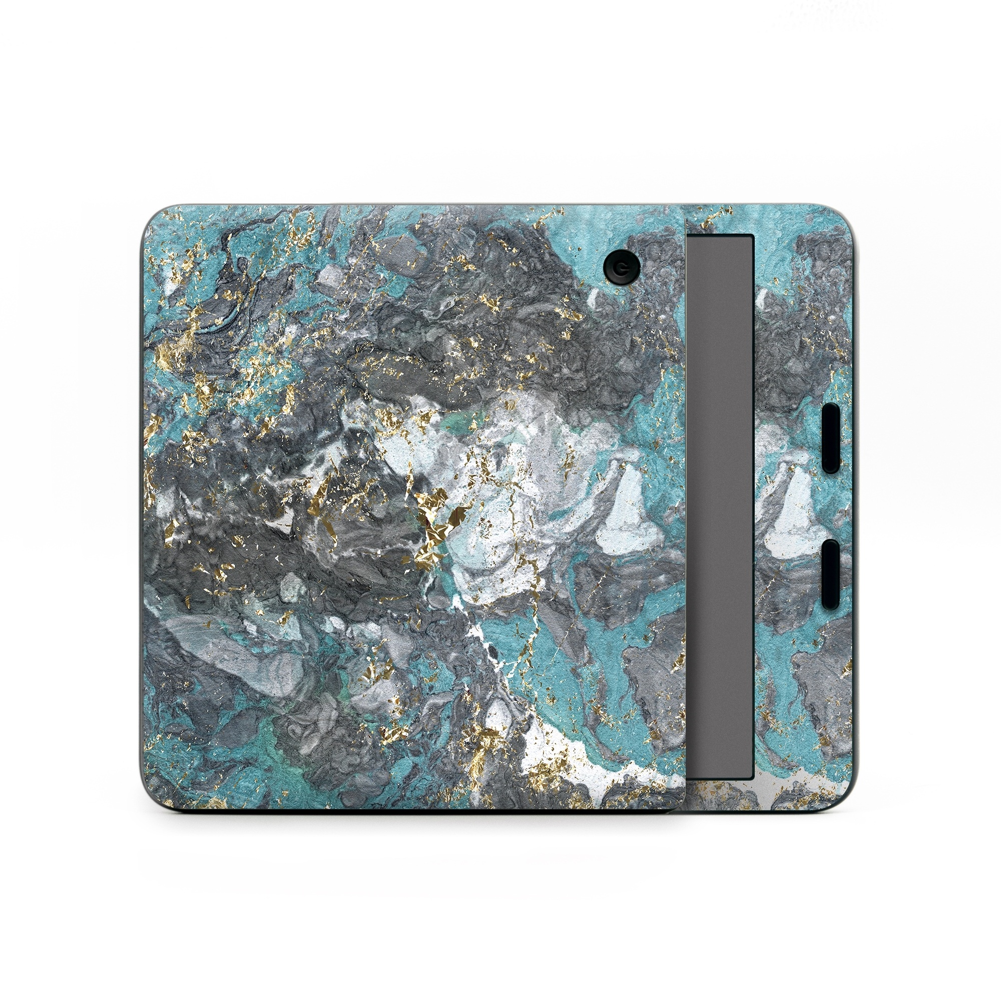 Kobo Libra Colour Skin design of Blue, Turquoise, Green, Aqua, Teal, Geology, Rock, Painting, Pattern, with black, white, gray, green, blue colors