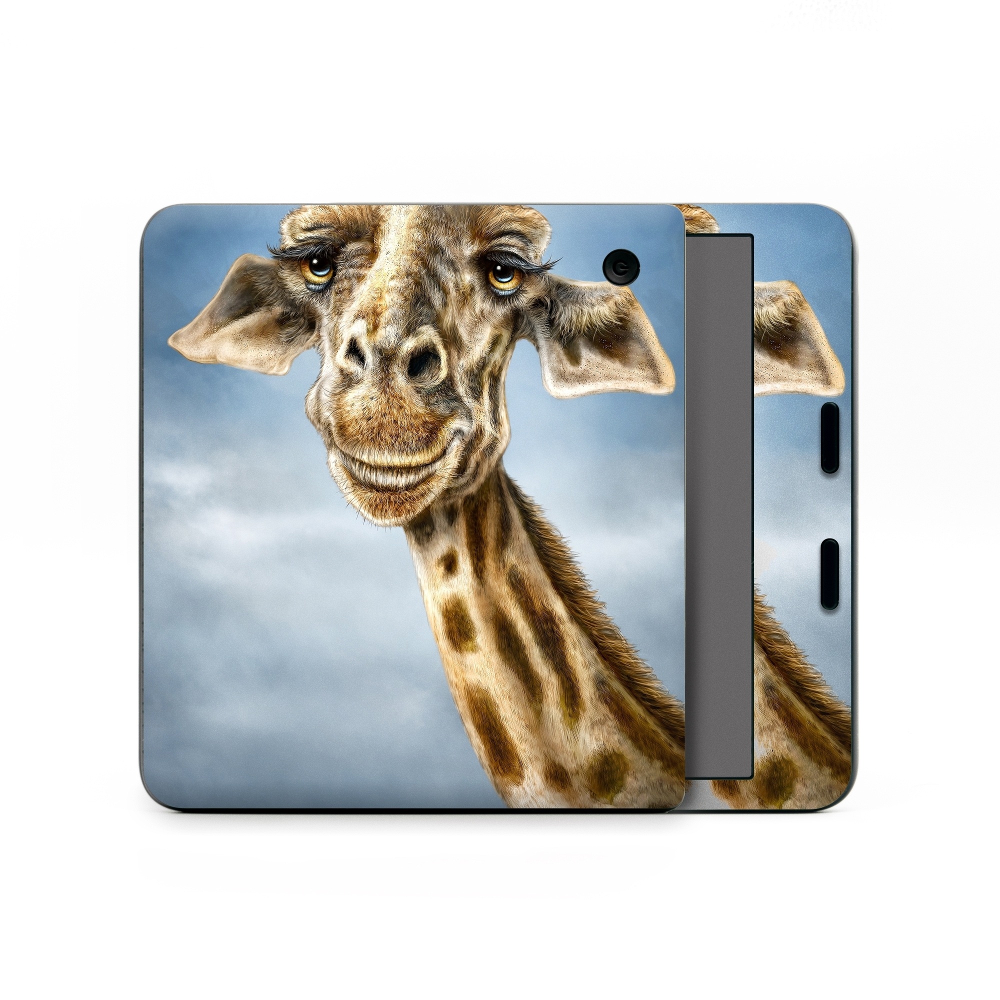Kobo Libra Colour Skin design of Giraffe, Giraffidae, Terrestrial animal, Wildlife, Head, Snout, Organism, Adaptation, Close-up, Neck, with gray, black, blue, green colors