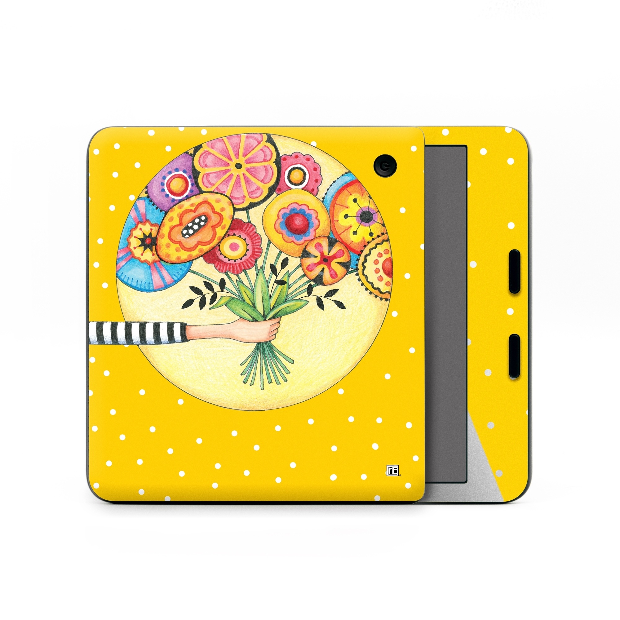 Kobo Libra Colour Skin design of Circle, Illustration, Clip art, Plant, with orange, yellow, pink, gray, green, black colors