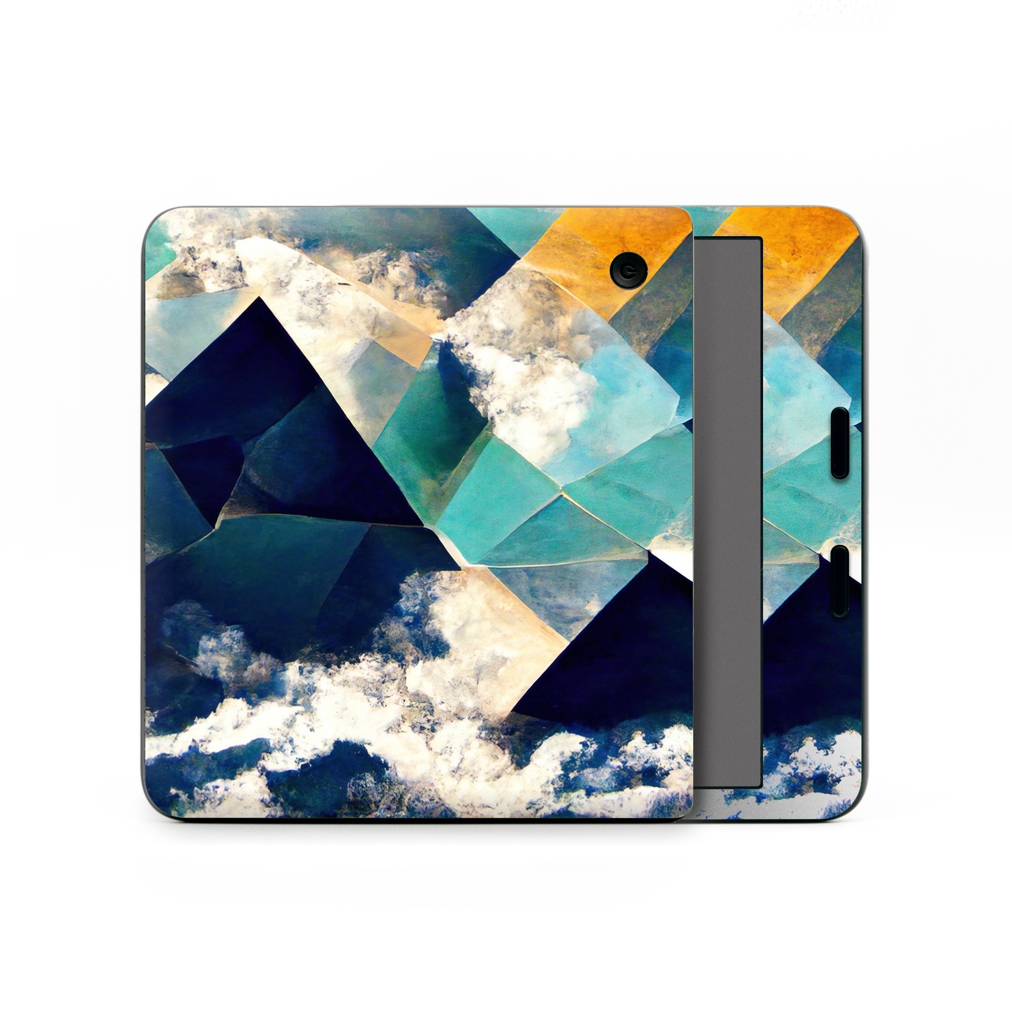 Kobo Libra Colour Skin design of Daytime, World, Nature, Blue, Azure, Green, Triangle, Rectangle, Architecture, Art, with blue, yellow, white, green colors