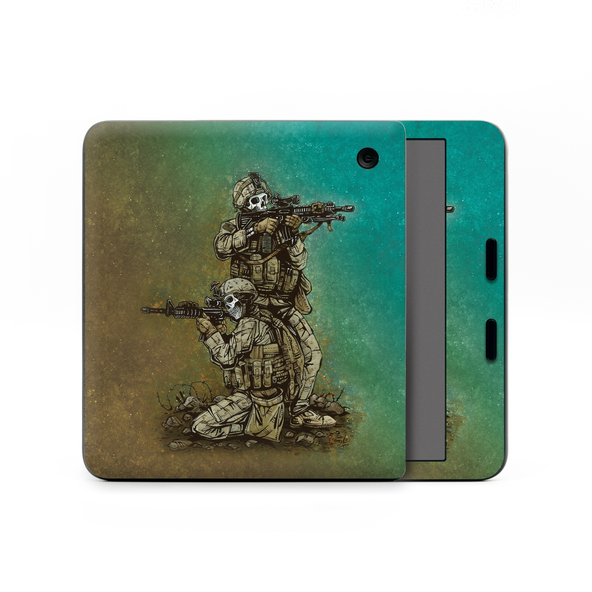 Kobo Libra Colour Skin design of Art, Sculpture, Landscape, Illustration, Visual arts, Wood, Drawing, Fictional character, Soil, Circle, with blue, green, white, gray, brown colors