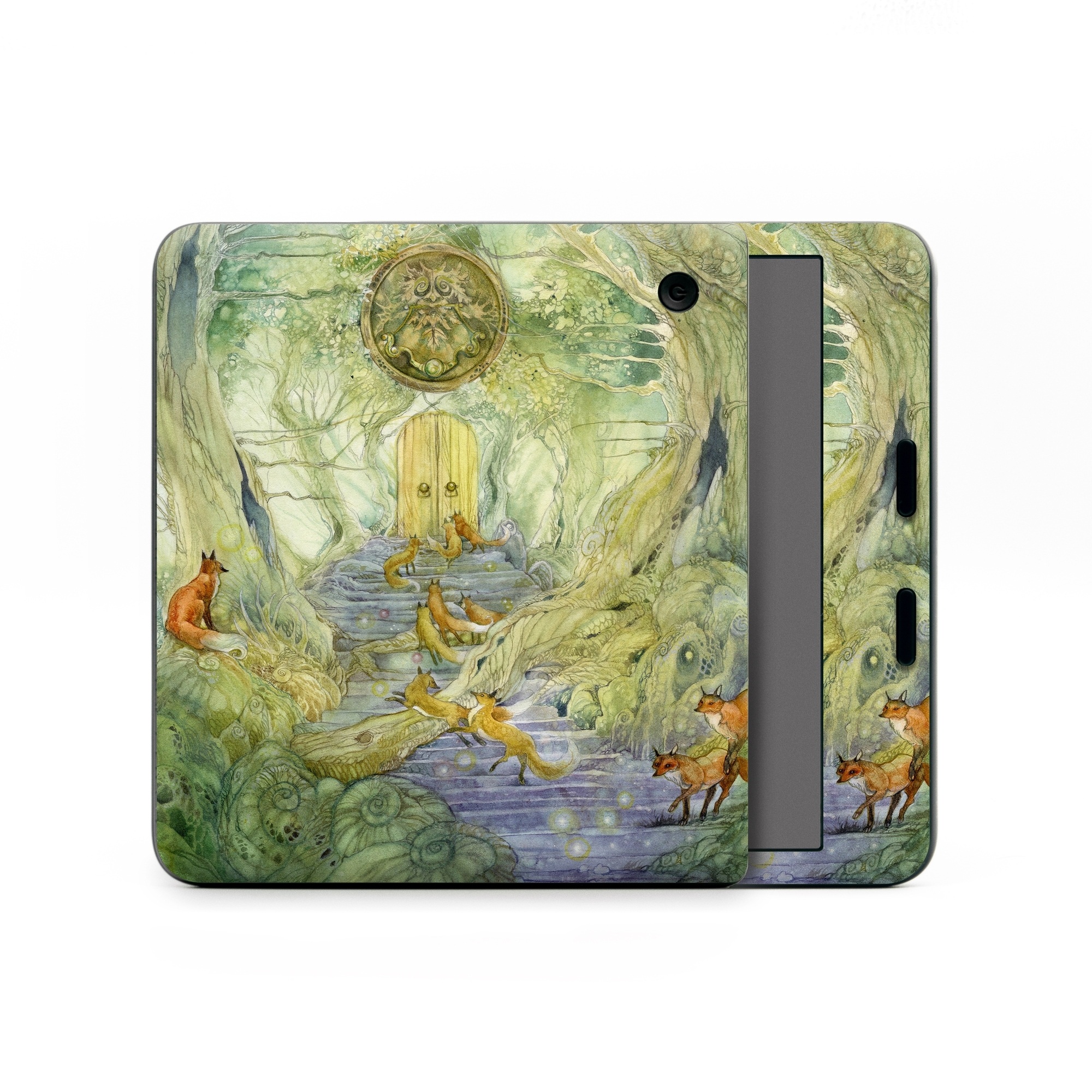 Kobo Libra Colour Skin design of Painting, Art, Mythology, Visual arts, Watercolor paint, Organism, Fictional character, Modern art, Landscape, Acrylic paint, with green, brown, red, yellow, blue, purple colors