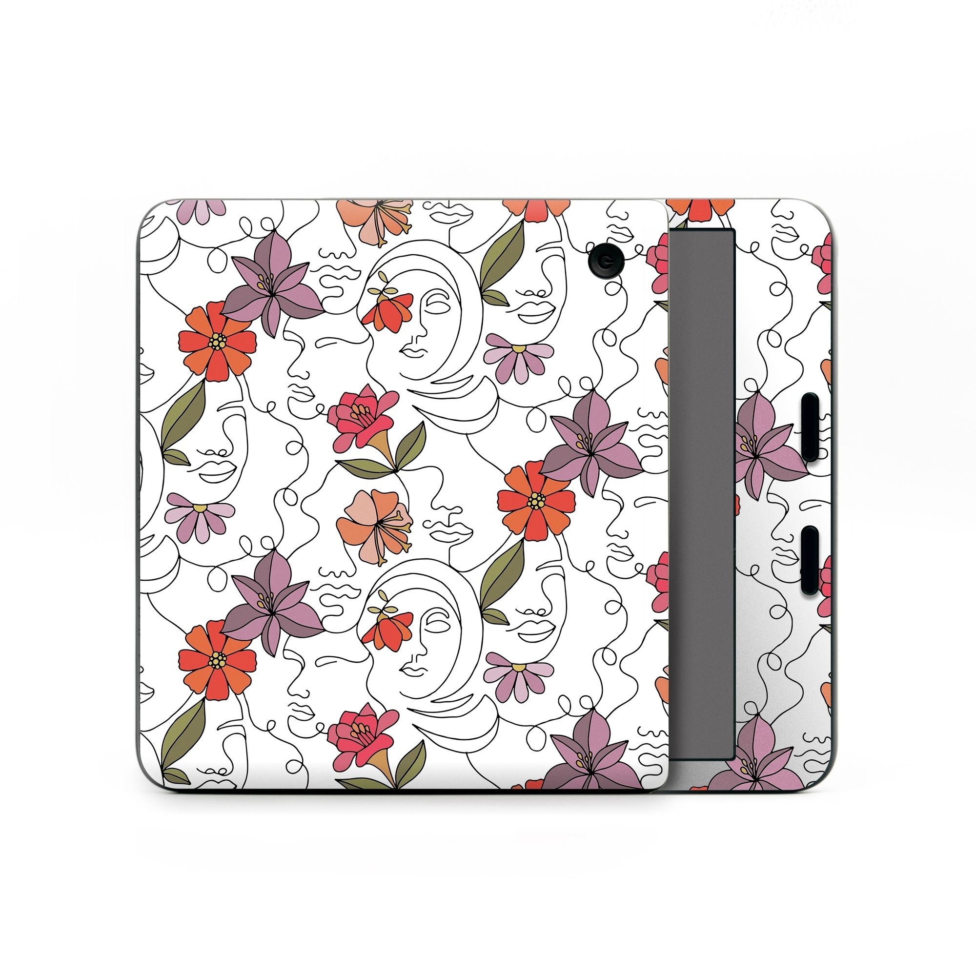 Kobo Libra Colour Skin design of Flower, Plant, White, Product, Petal, Branch, Rectangle, Botany, Textile, Creative arts, with white, red, purple, green, orange colors
