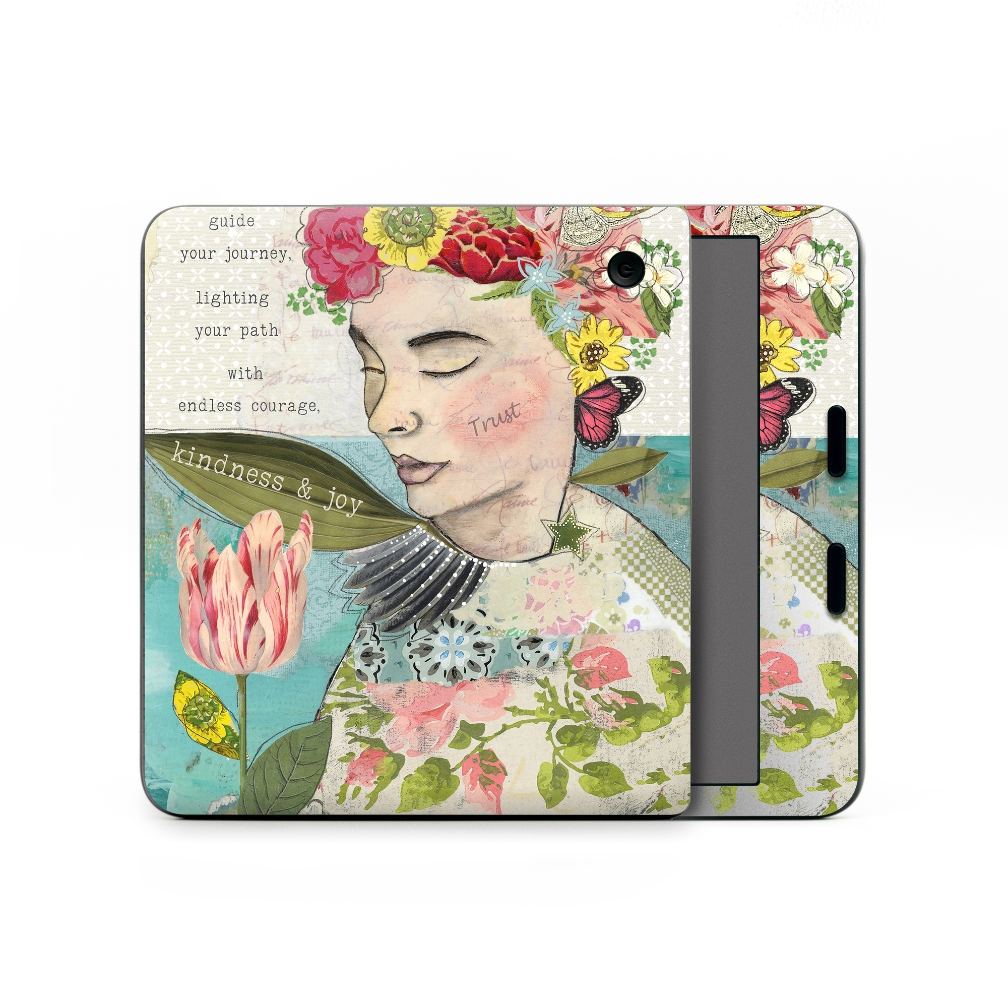 Kobo Libra Colour Skin design of Flower, Plant, Botany, Petal, Textile, Creative arts, Pink, Art, Painting, Poster, with blue, green, yellow, red, pink, white colors