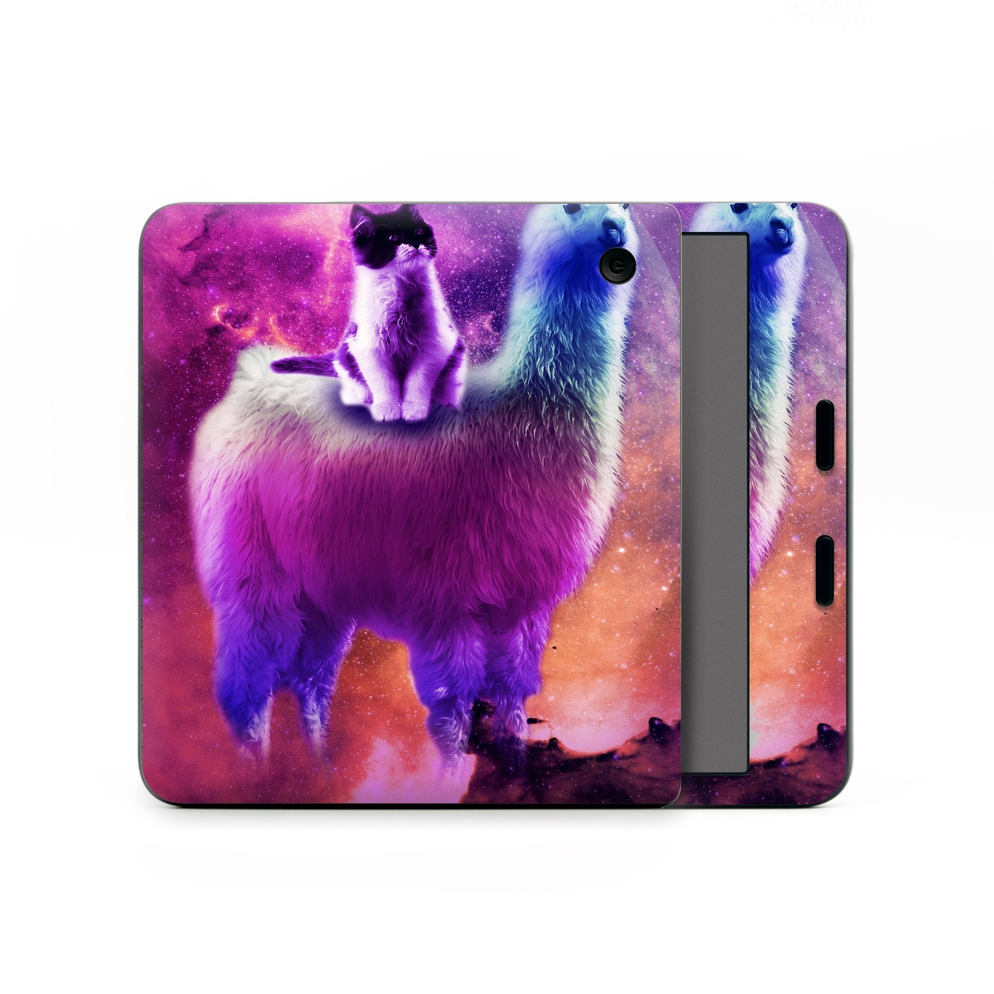 Kobo Libra Colour Skin design of Llama, Purple, Camelid, Alpaca, Sky, Livestock, Space, with purple, white, blue, pink, yellow, black colors