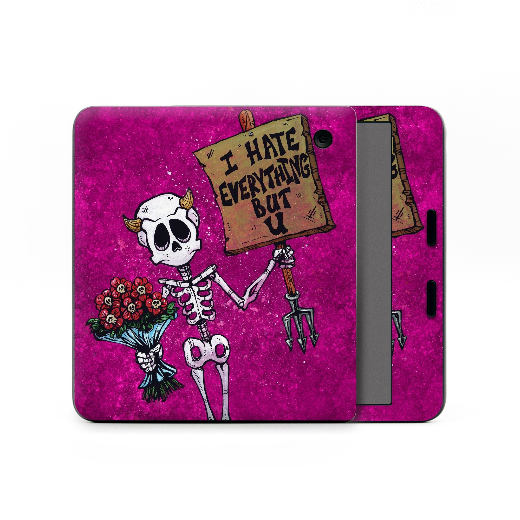 Kobo Libra Colour Skin design of Purple, Pink, Violet, Magenta, Font, Tints and shades, Art, Electric blue, Skull, Rectangle, with white, gray, pink, red, green, brown, black colors