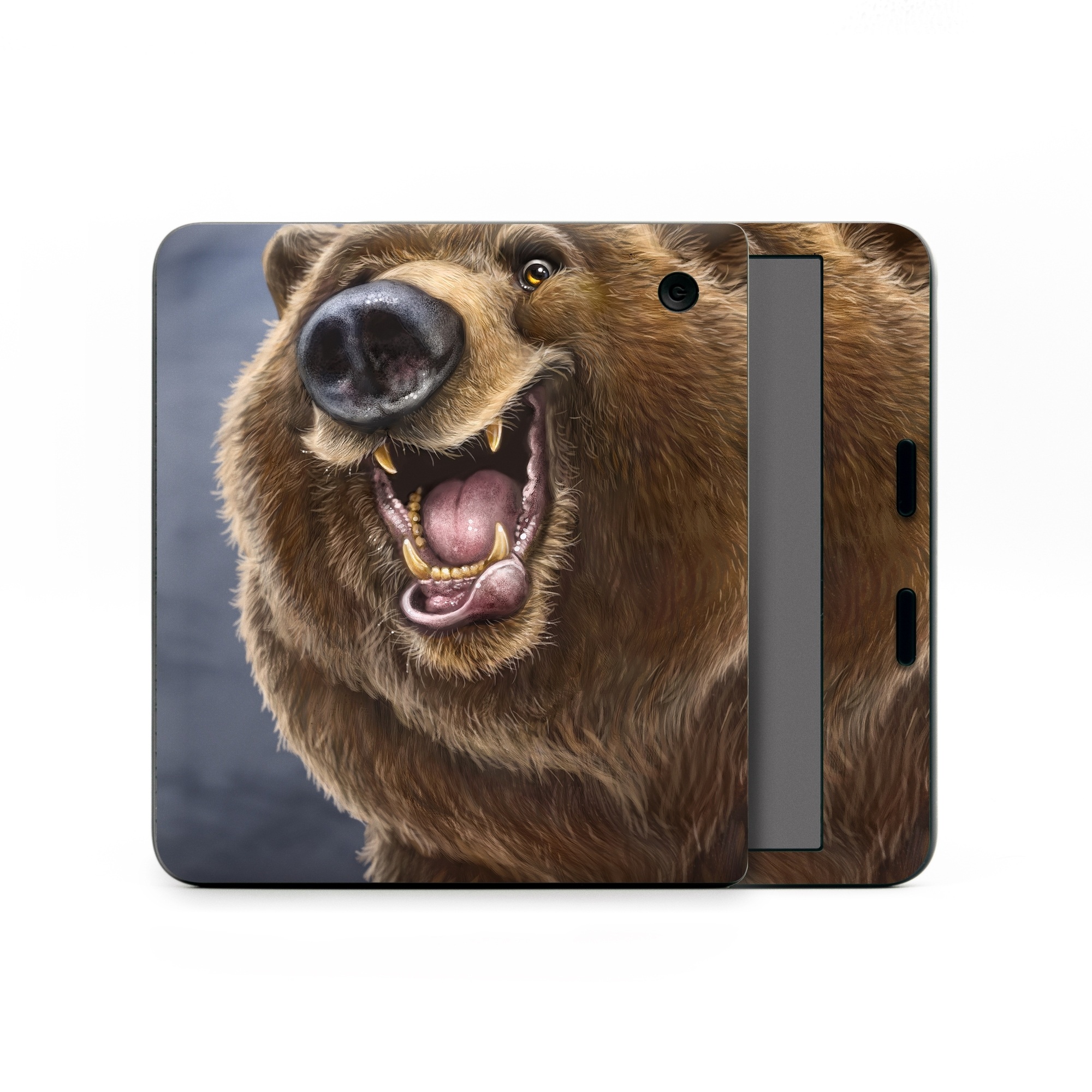 Kobo Libra Colour Skin design of Brown bear, Kodiak bear, Carnivore, Grizzly bear, Terrestrial animal, Snout, Bear, Whiskers, Fur, Fang, with brown, black, white, pink, gray colors