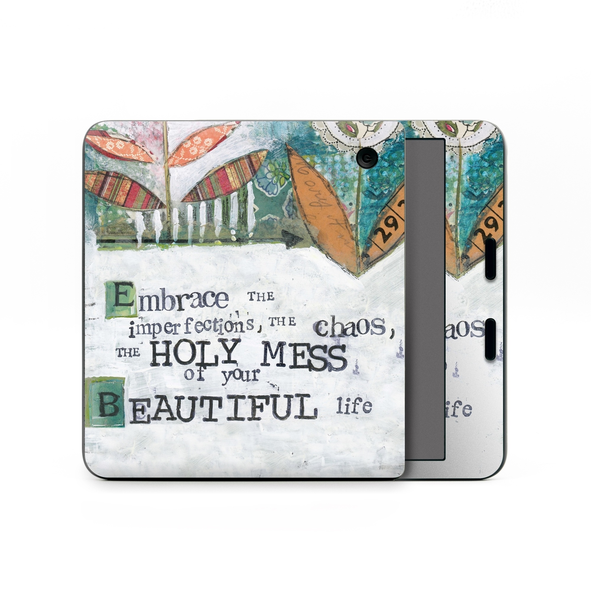 Kobo Libra Colour Skin design of Leaf, Font, Plant, Illustration, Art, with blue, white, green, red, orange, yellow colors