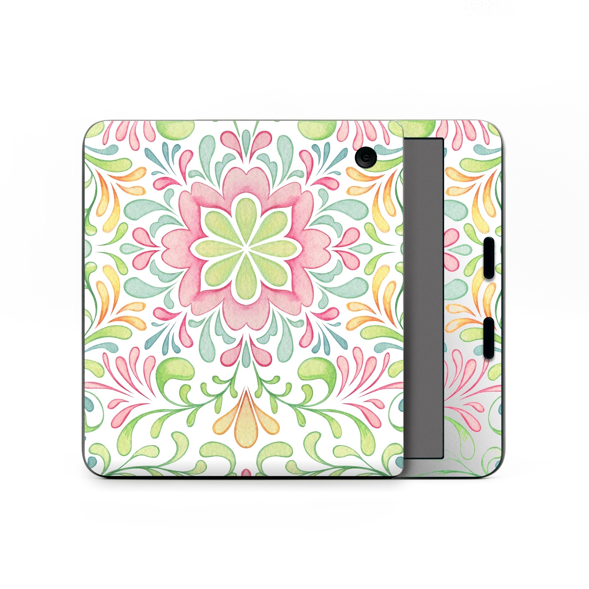 Kobo Libra Colour Skin design of Pattern, Pink, Visual arts, Design, Textile, Wrapping paper, Symmetry, Floral design, Motif, with gray, white, pink, green colors