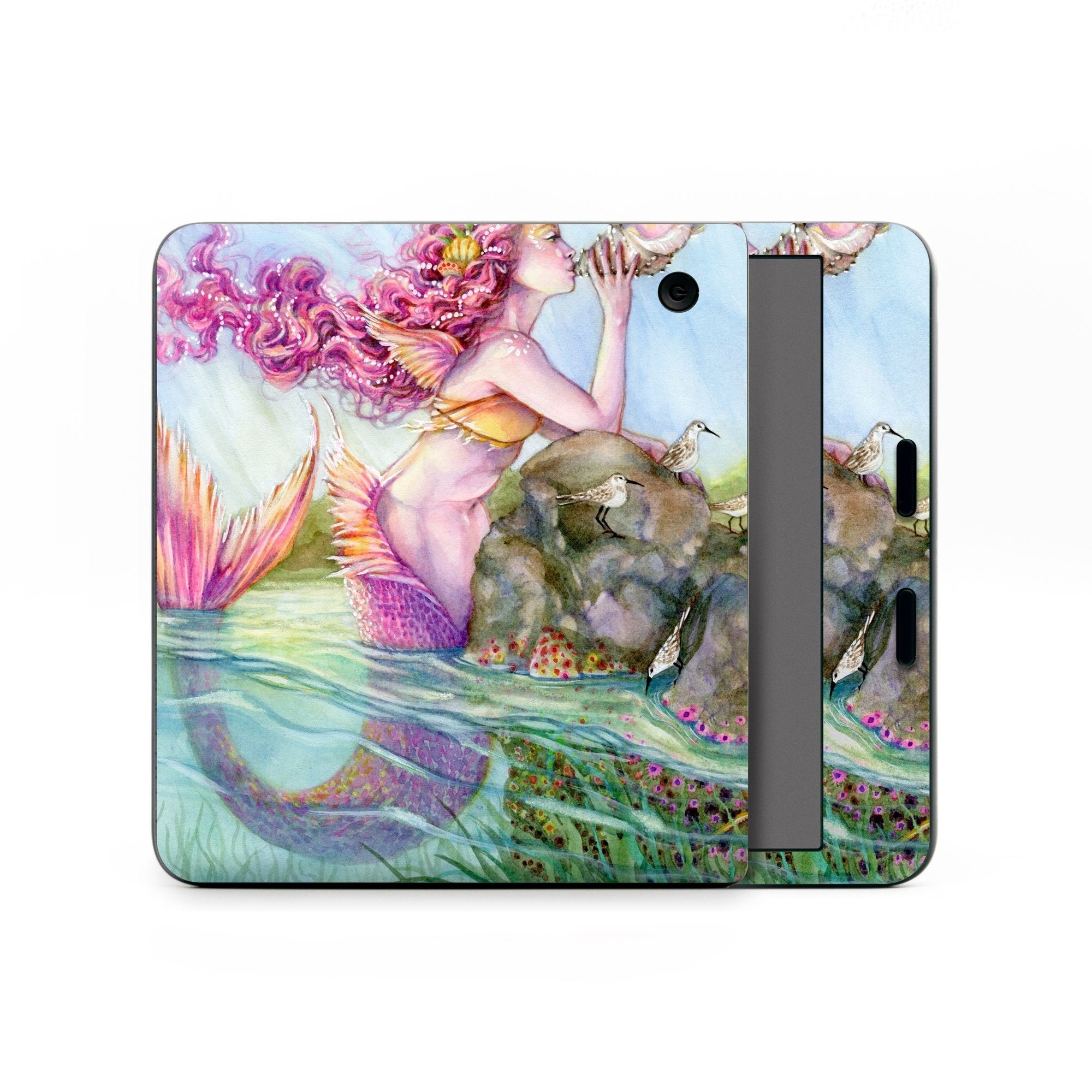 Kobo Libra Colour Skin design of Cg artwork, Mythology, Illustration, Fictional character, Watercolor paint, Art, Painting, Plant, Mythical creature, with blue, pink, purple, green, gray colors