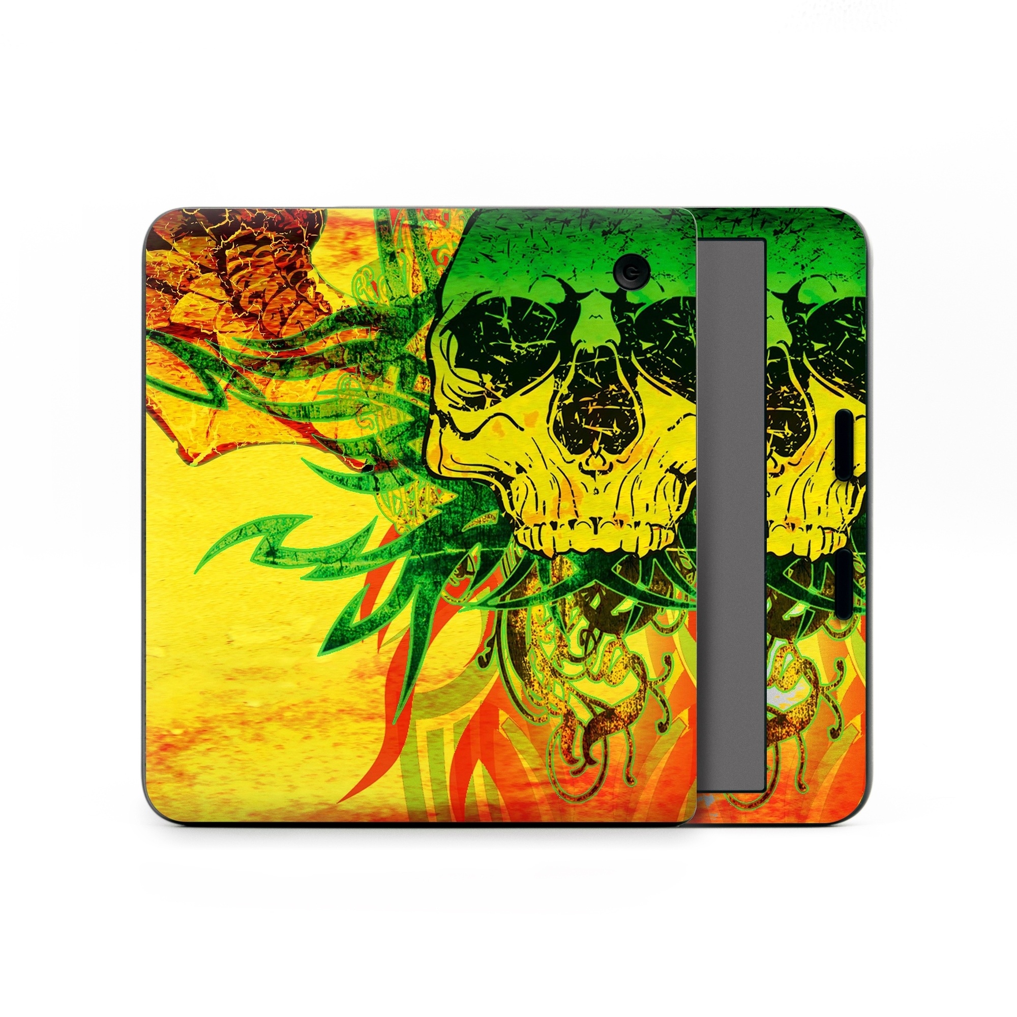 Kobo Libra Colour Skin design of Psychedelic art, Skull, Illustration, Bone, Art, Graphic design, Visual arts, Poster, Plant, Painting, with green, orange, black, red colors