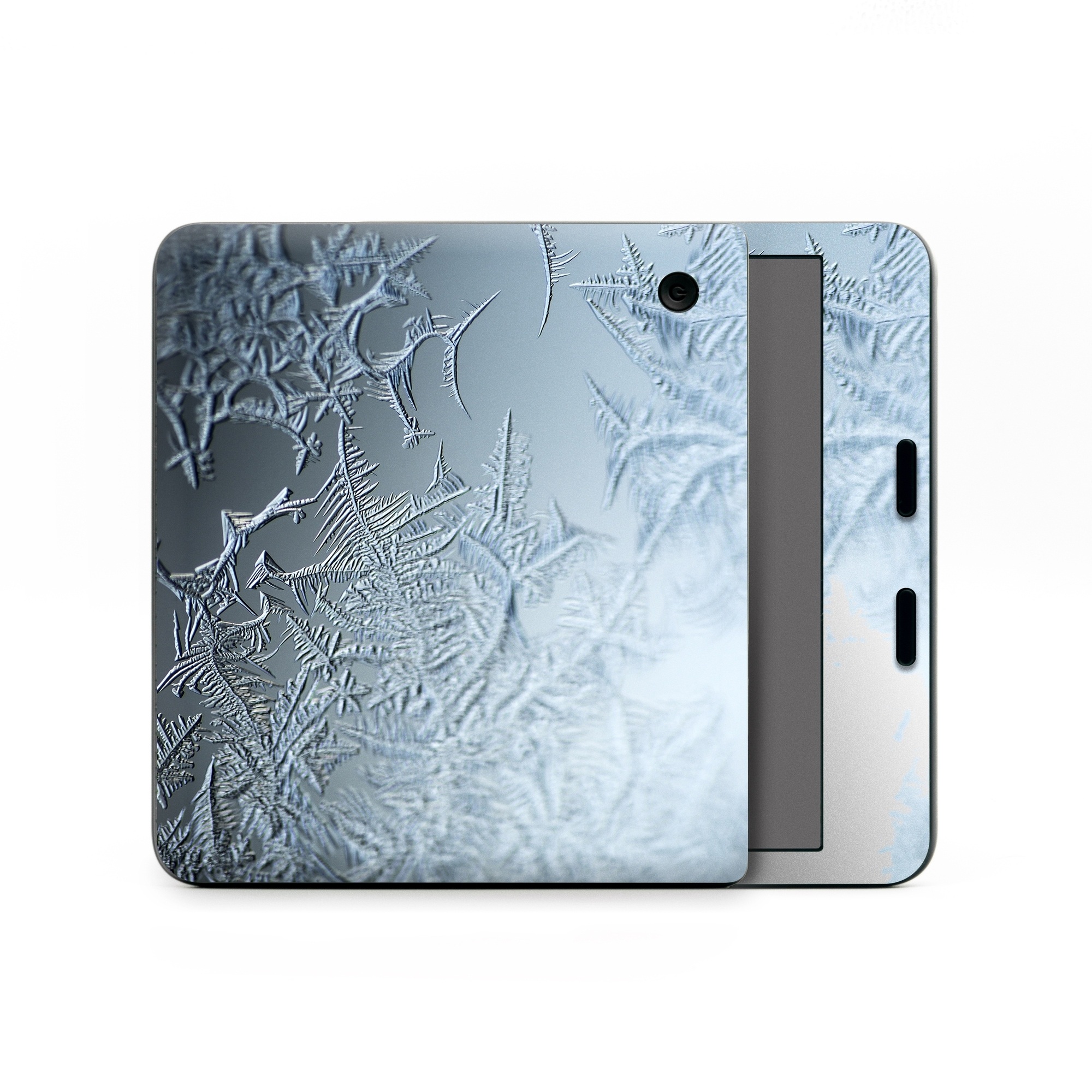 Kobo Libra Colour Skin design of Water, Frost, Freezing, Winter, Pattern, Ice, Sky, Atmosphere, Design, Reflection, with blue, gray, white, black colors