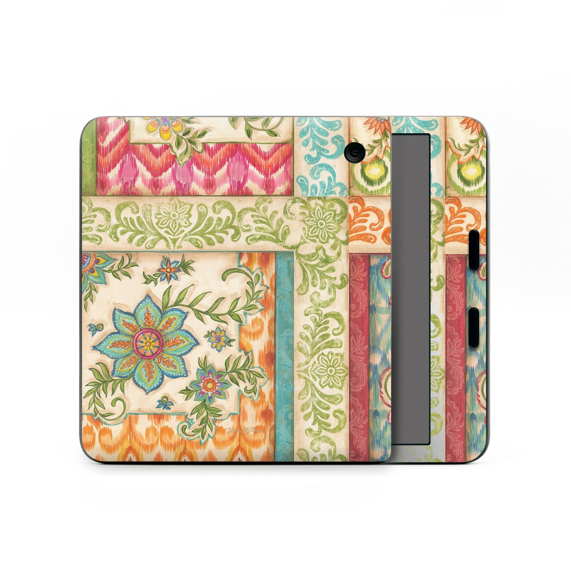 Kobo Libra Colour Skin design of Flower, Rectangle, Plant, Botany, Textile, Aqua, Art, Pattern, Symmetry, Motif, with red, orange, green, blue, pink, yellow colors