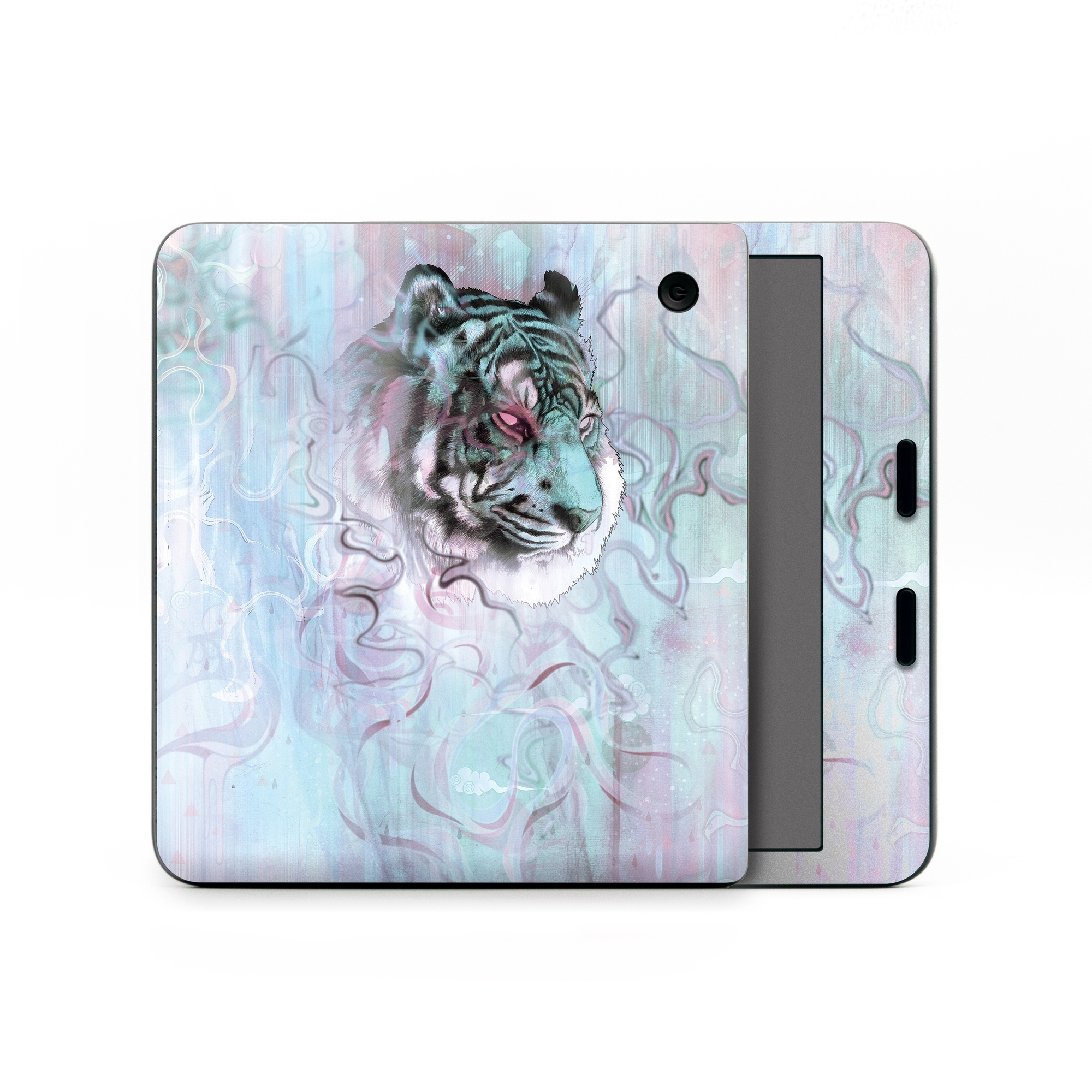 Kobo Libra Colour Skin design of Watercolor paint, Illustration, Art, Visual arts, Drawing, Graphic design, Pattern, Painting, Acrylic paint, Fictional character, with gray, purple, black colors