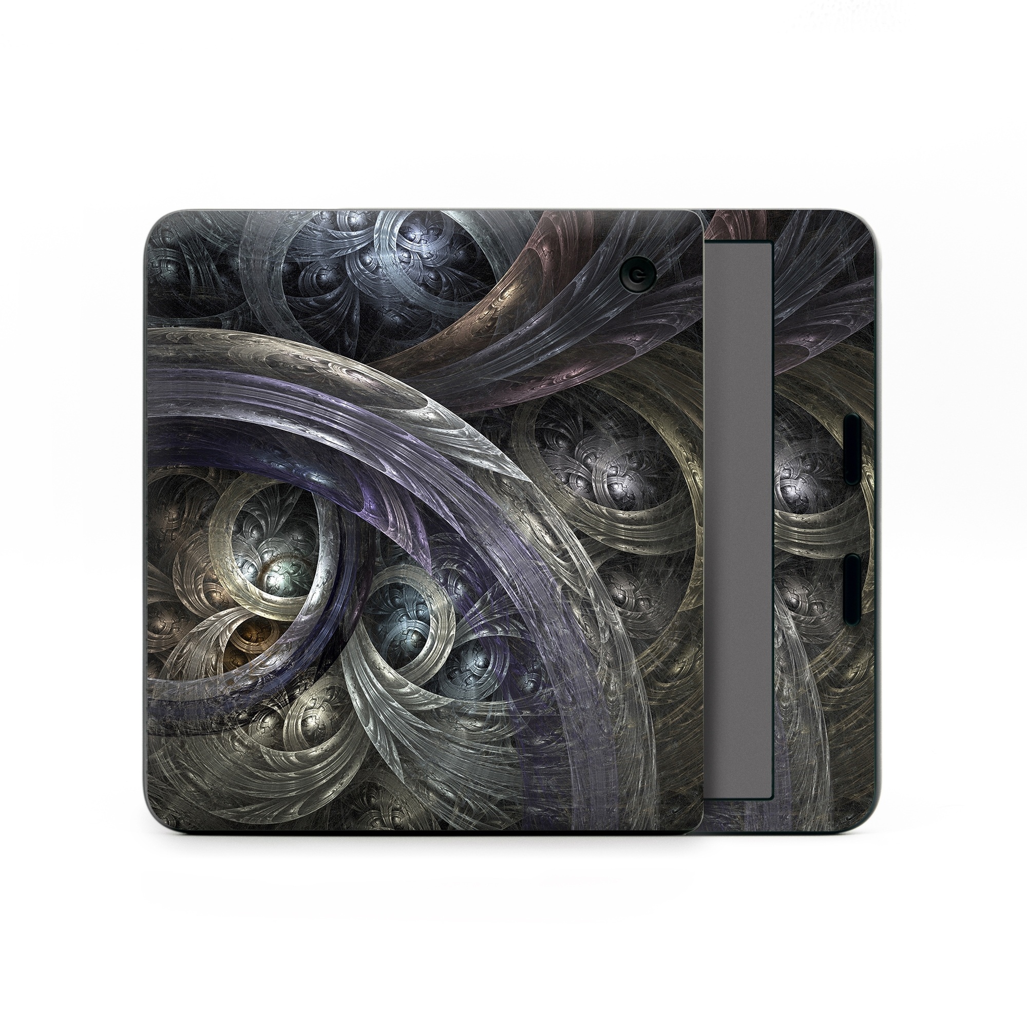 Kobo Libra Colour Skin design of Fractal art, Graphic design, Art, Cg artwork, Darkness, Circle, Pattern, Illustration, Graphics, Metal, with black, gray, blue colors