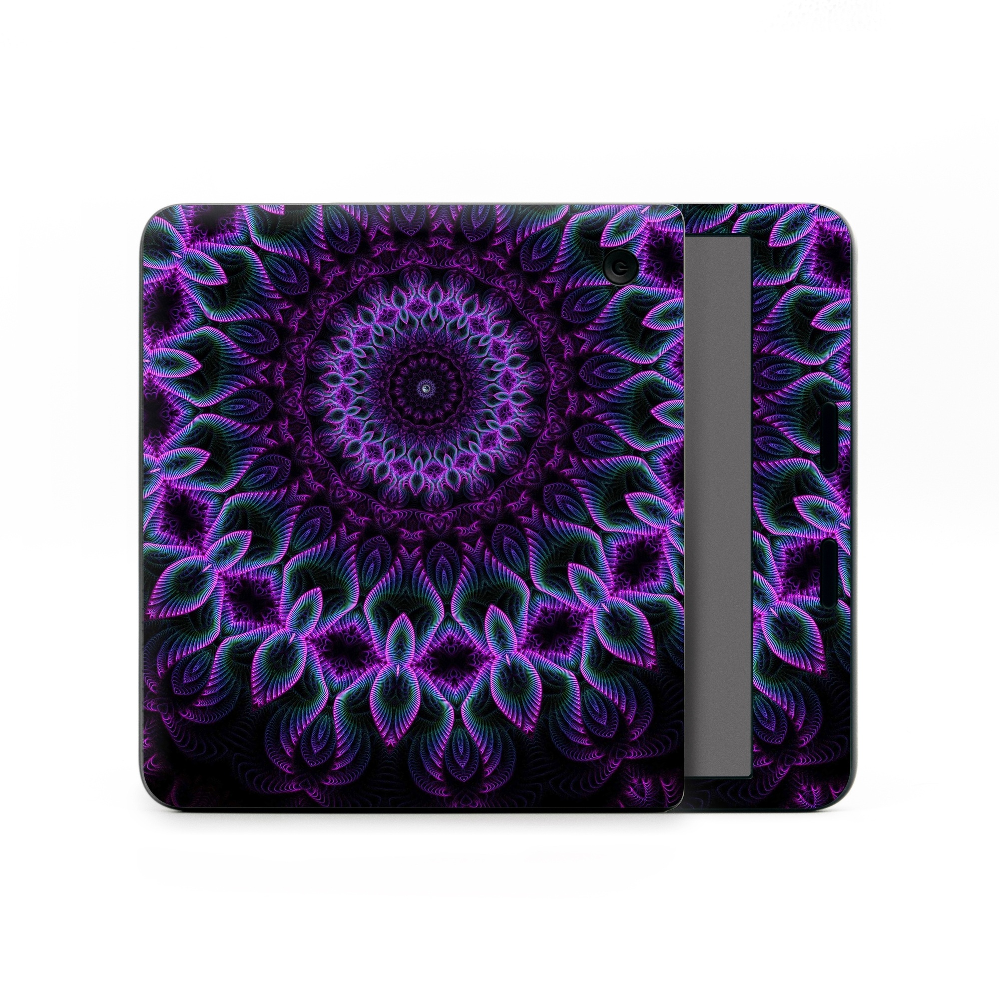 Kobo Libra Colour Skin design of Colorfulness, Pattern, Purple, Violet, Magenta, Red, Pink, Art, Fractal Art, Visual Arts, Design, Circle, Symmetry, Psychedelic Art, Motif, Kaleidoscope, Graphics, with black, purple, blue, white colors
