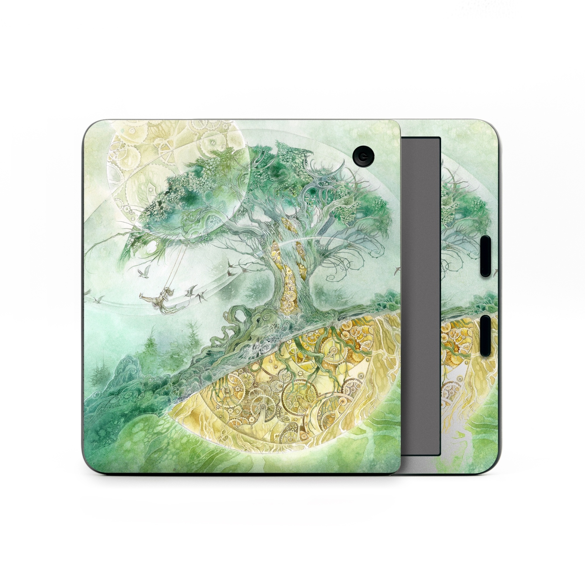 Kobo Libra Colour Skin design of Illustration, Organism, Art, World, Fictional character, with green, yellow, brown colors