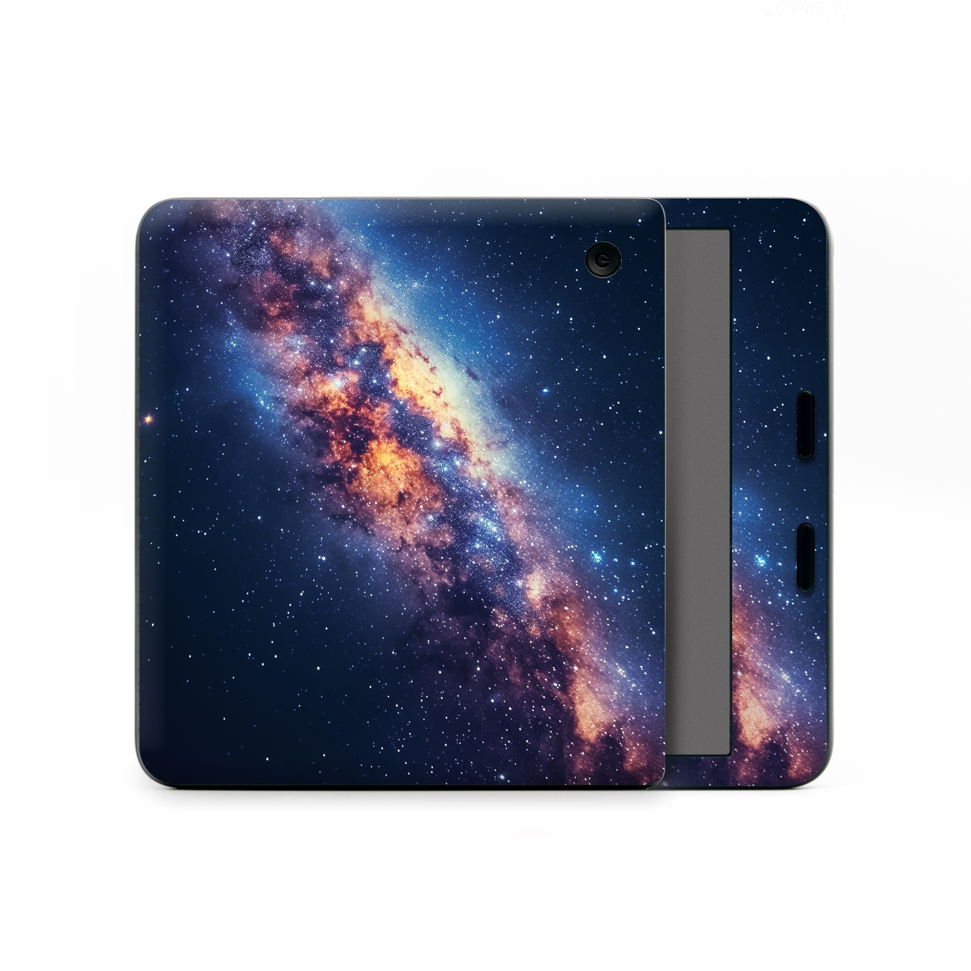 Kobo Libra Colour Skin design of Atmosphere, Sky, Nature, World, Nebula, Galaxy, Astronomical object, Atmospheric phenomenon, Milky way, Star, with black, blue, white, yellow, orange, red, purple, gray colors