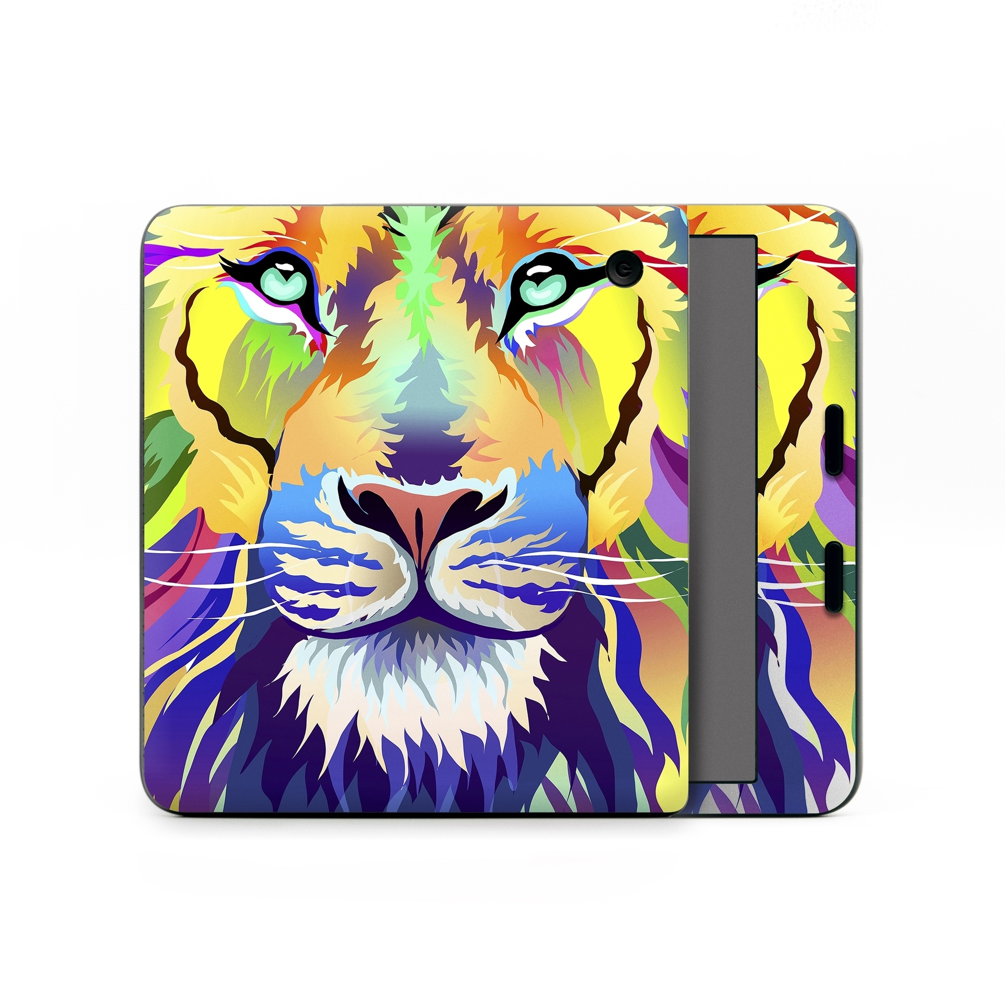 Kobo Libra Colour Skin design of Bengal tiger, Felidae, Lion, Wildlife, Big cats, Tiger, Carnivore, Art, Illustration, Painting, with orange, yellow, green, red, pink, blue, purple colors