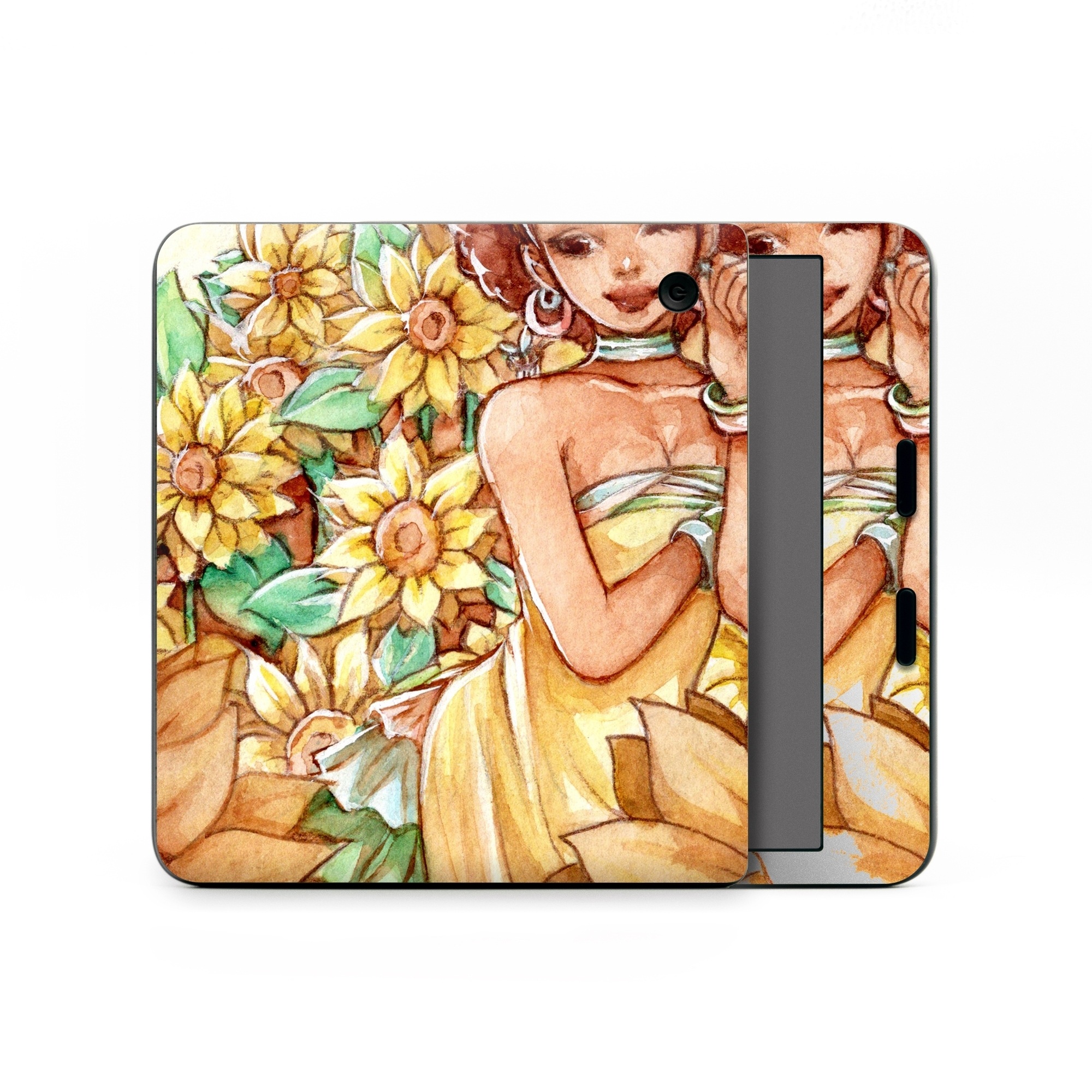 Kobo Libra Colour Skin design of Painting, Illustration, Art, Fictional character, Plant, Flower, Clip art, with yellow, orange, brown, green colors
