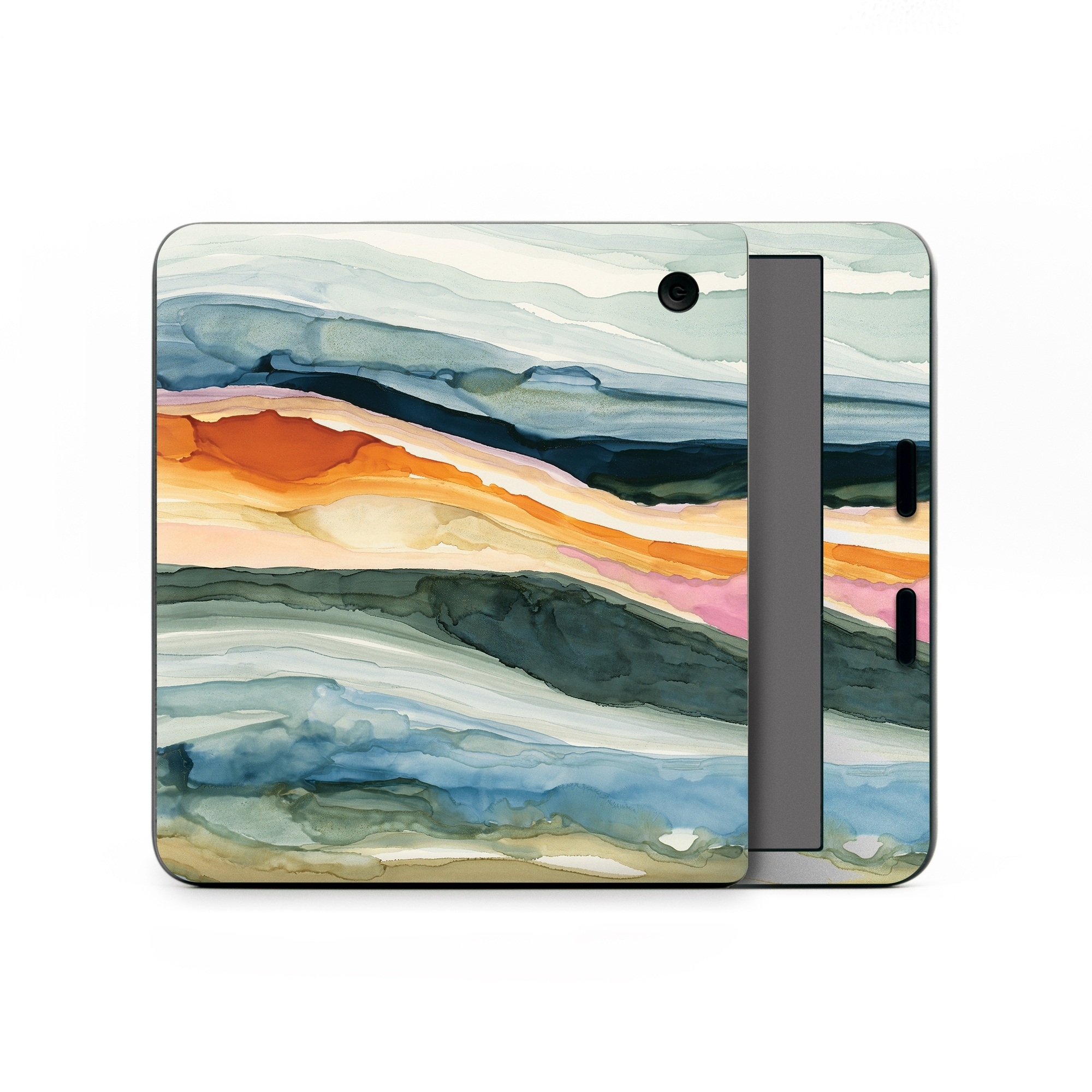 Kobo Libra Colour Skin design of Watercolor paint, Painting, Sky, Wave, Geology, Landscape, Pattern, Acrylic paint, Cloud, Paint, with blue, purple, orange, yellow, red, green, brown colors