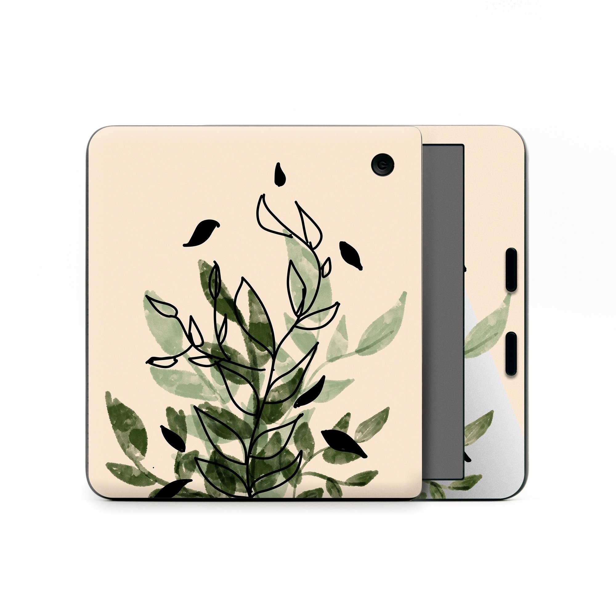 Kobo Libra Colour Skin design of Leaf, Plant, Botany, Branch, Flower, Plant Stem, Pedicel, Twig, Illustration, with green, black, brown colors