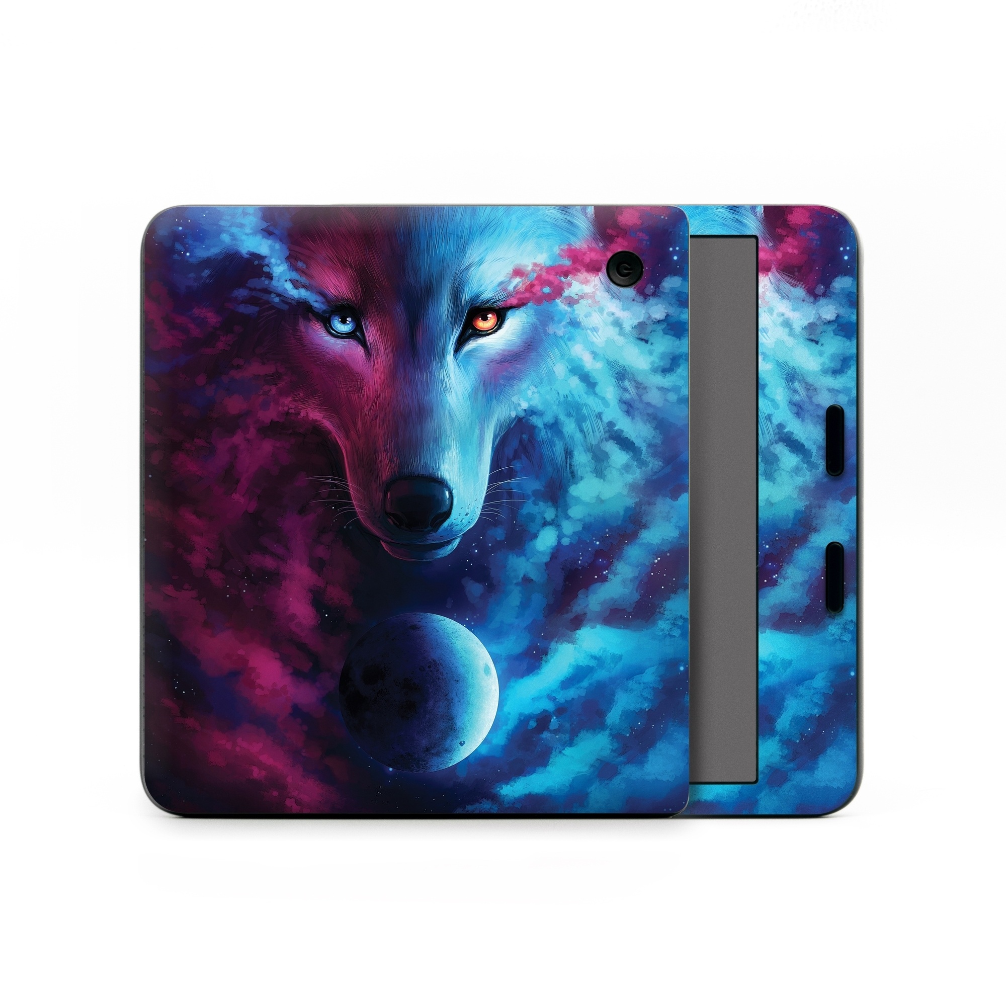 Kobo Libra Colour Skin design of Dog, Carnivore, Organism, Iris, Painting, Art, Whiskers, Cg artwork, Electric blue, Space, with black, blue, purple, red colors