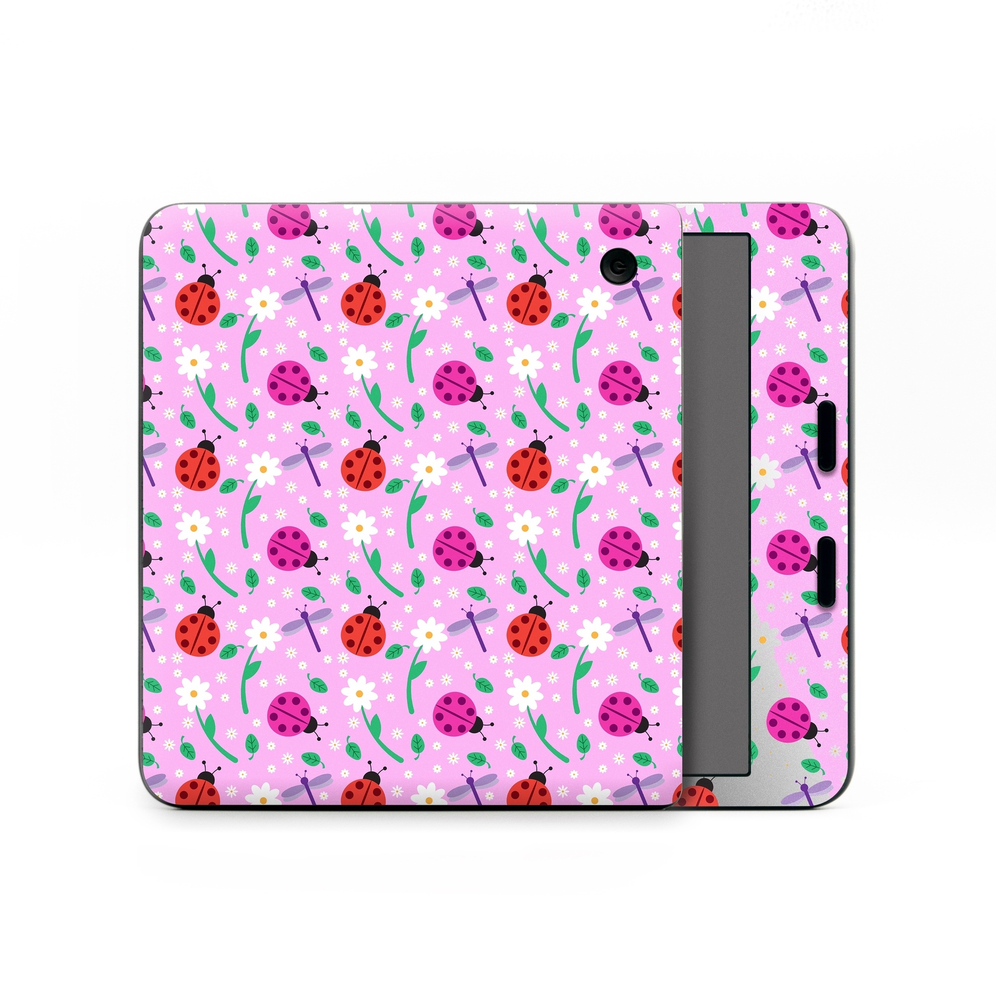 Kobo Libra Colour Skin design of Pink, Pattern, Design, Magenta, Clip art, Plant, Visual arts, Ladybug, Child art, Illustration, with pink, white, purple, gray, red, blue colors