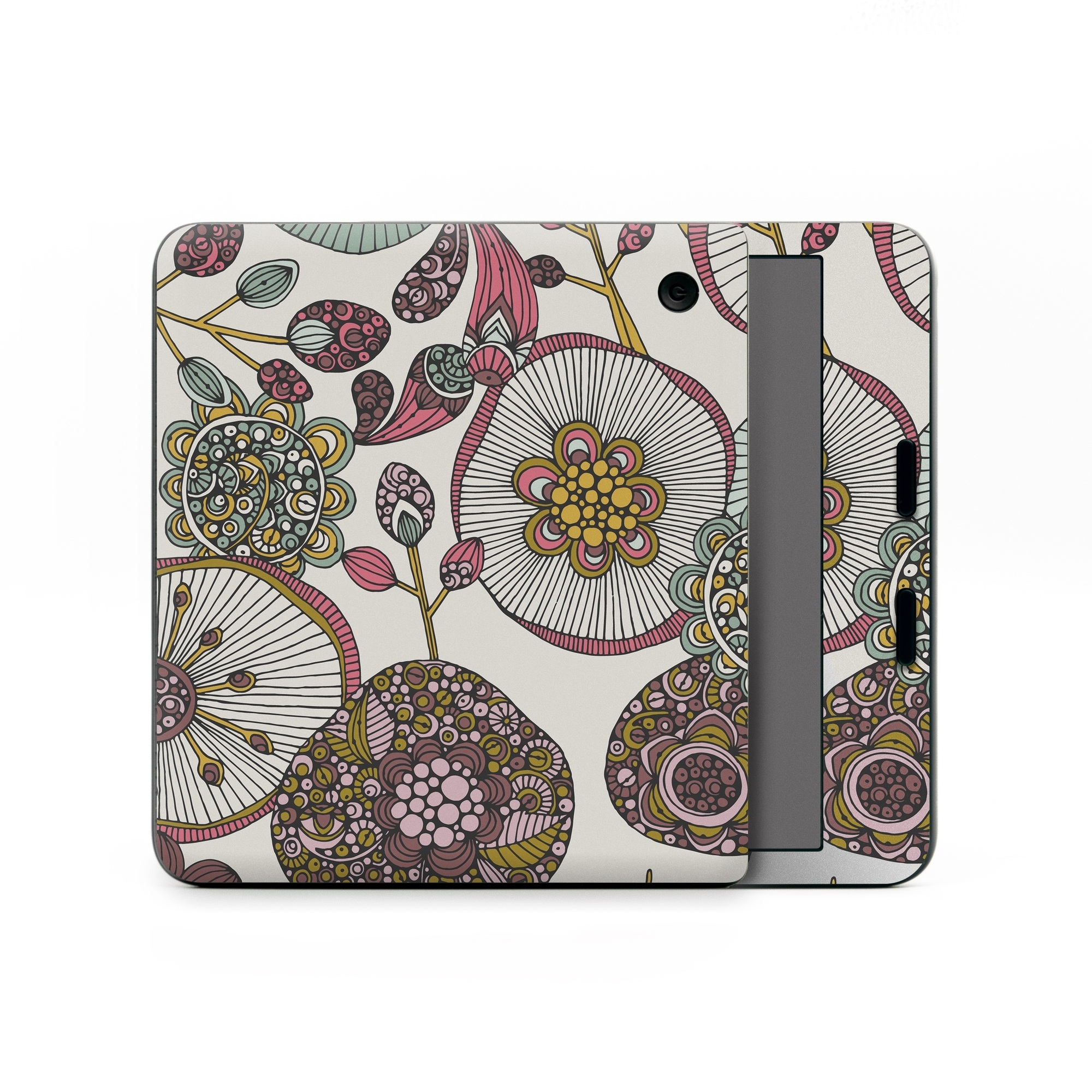 Kobo Libra Colour Skin design of Pattern, Textile, Botany, Visual arts, Motif, Design, Needlework, Circle, Floral design, with gray, pink, green, blue, purple colors